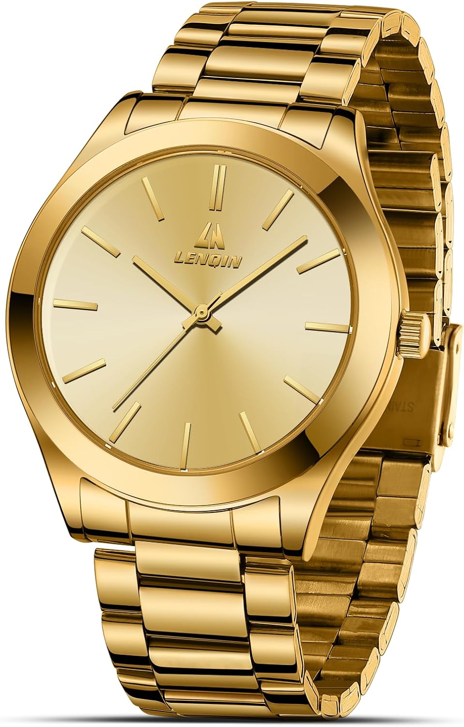 LN LENQIN Mens Watches Waterproof Stainless Steel Watch for Men Analog Quartz Fashion Business Designer Wristwatch