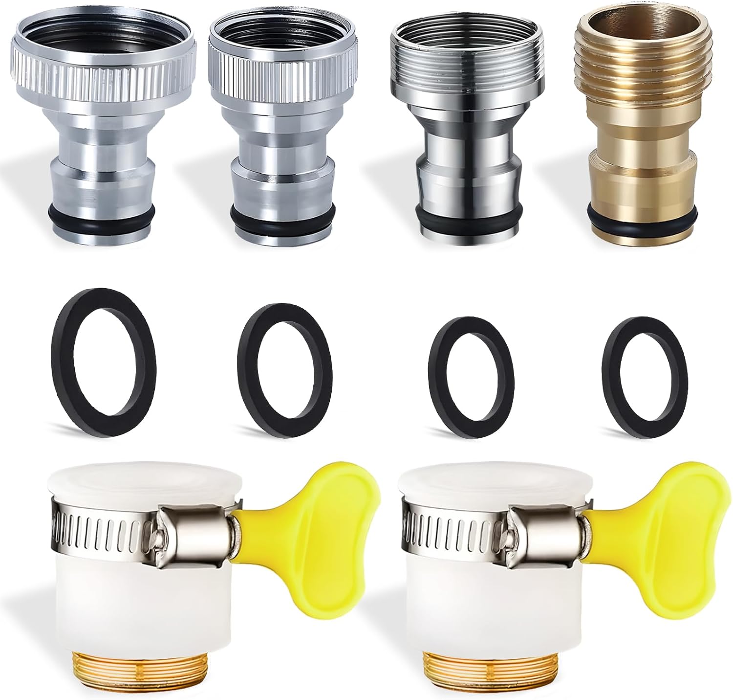 6 pcs Faucet Tap Quick Connector Kit, VEINARDYL 4 Washing Machine Quick Connector and 2 Universal Faucet Adapter, Thread Sink Faucet Adapter Connecting Garden Hose for Dishwasher Car Wash