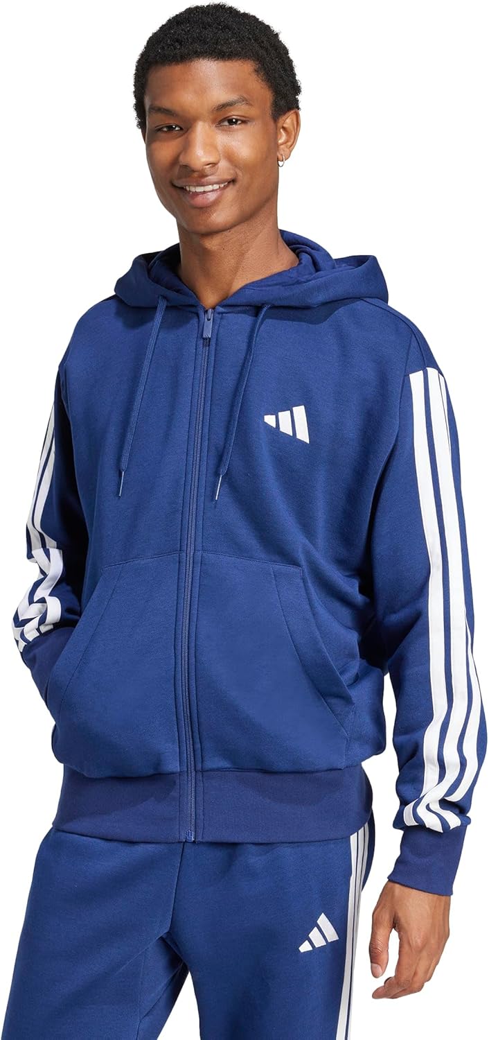 adidas Men's Essentials 3-stripes Fleece Full-zip Hooded Track Top