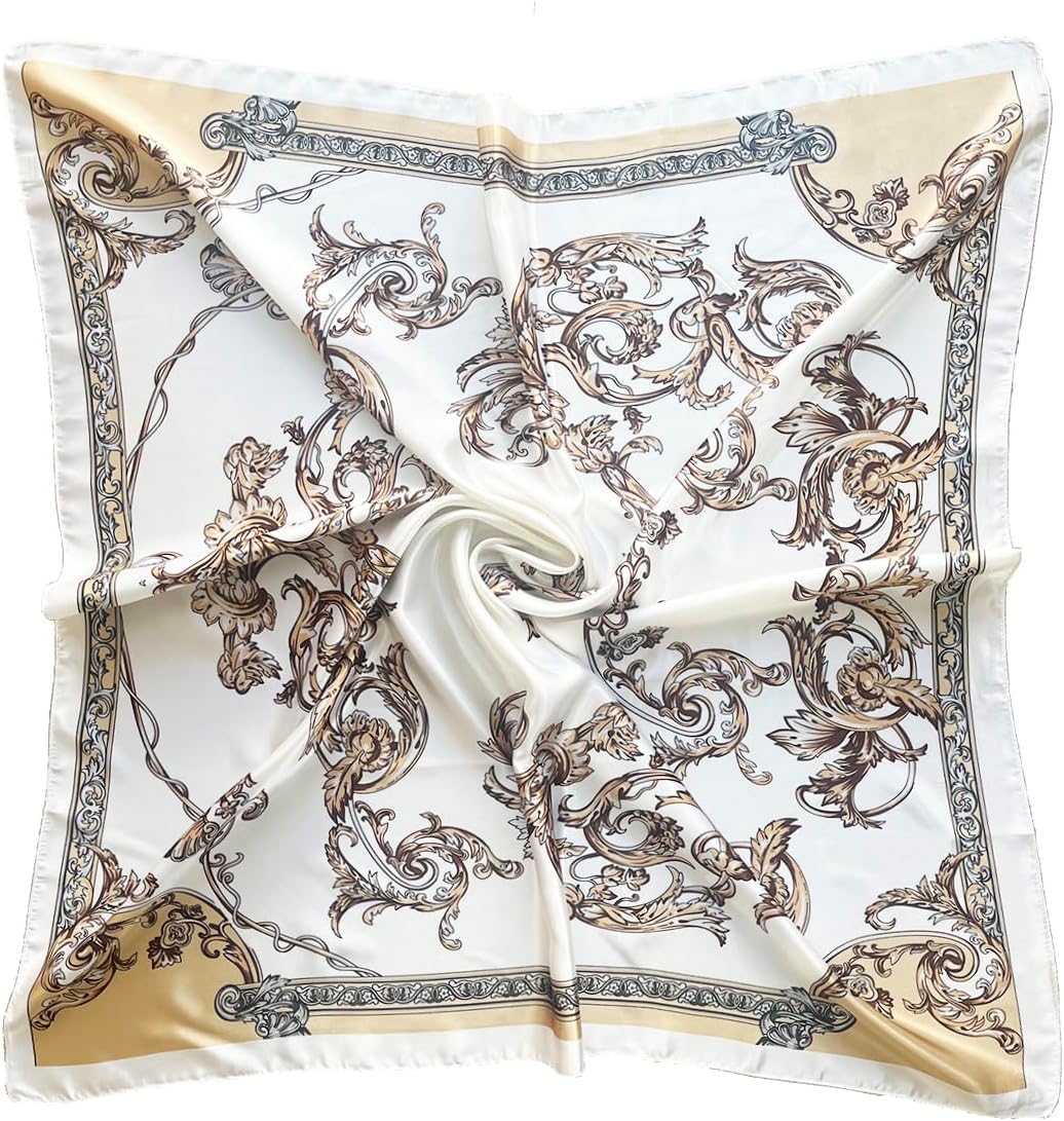 Julunar Silk Like Head Scarf for Women - Satin Large Hair Scarves - 35" Square Silk Hair Wrap for Sleeping with Gift Packed