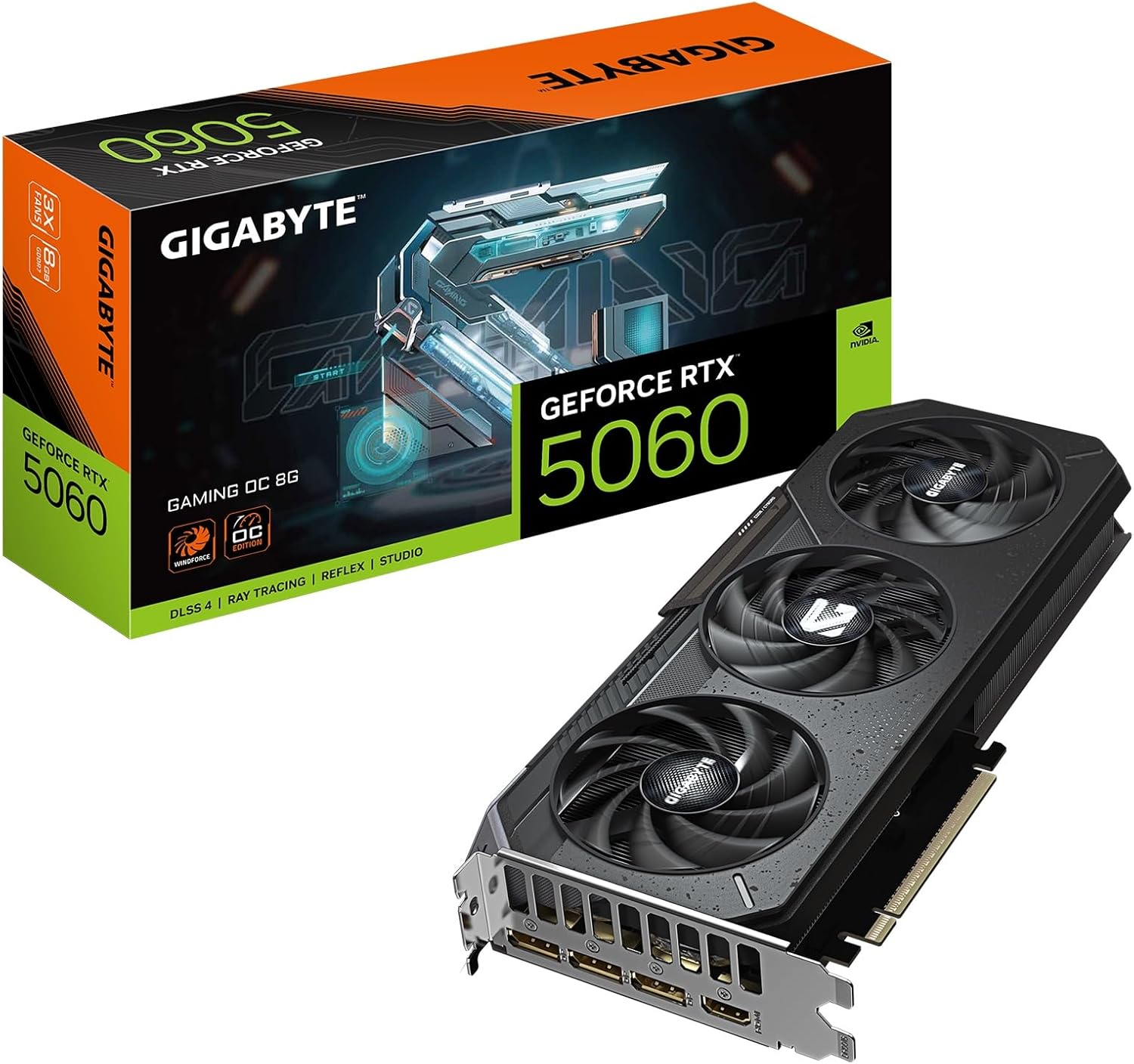 GIGABYTE GeForce RTX 5060 Gaming OC 8G Graphics Card,8GB 128-bit GDDR7, PCIe 5.0, WINDFORCE Cooling System,Made by NVIDIA,DisplayPort & HDMI - Video Output Interface, GV-N5060GAMING OC-8GD Video Card
