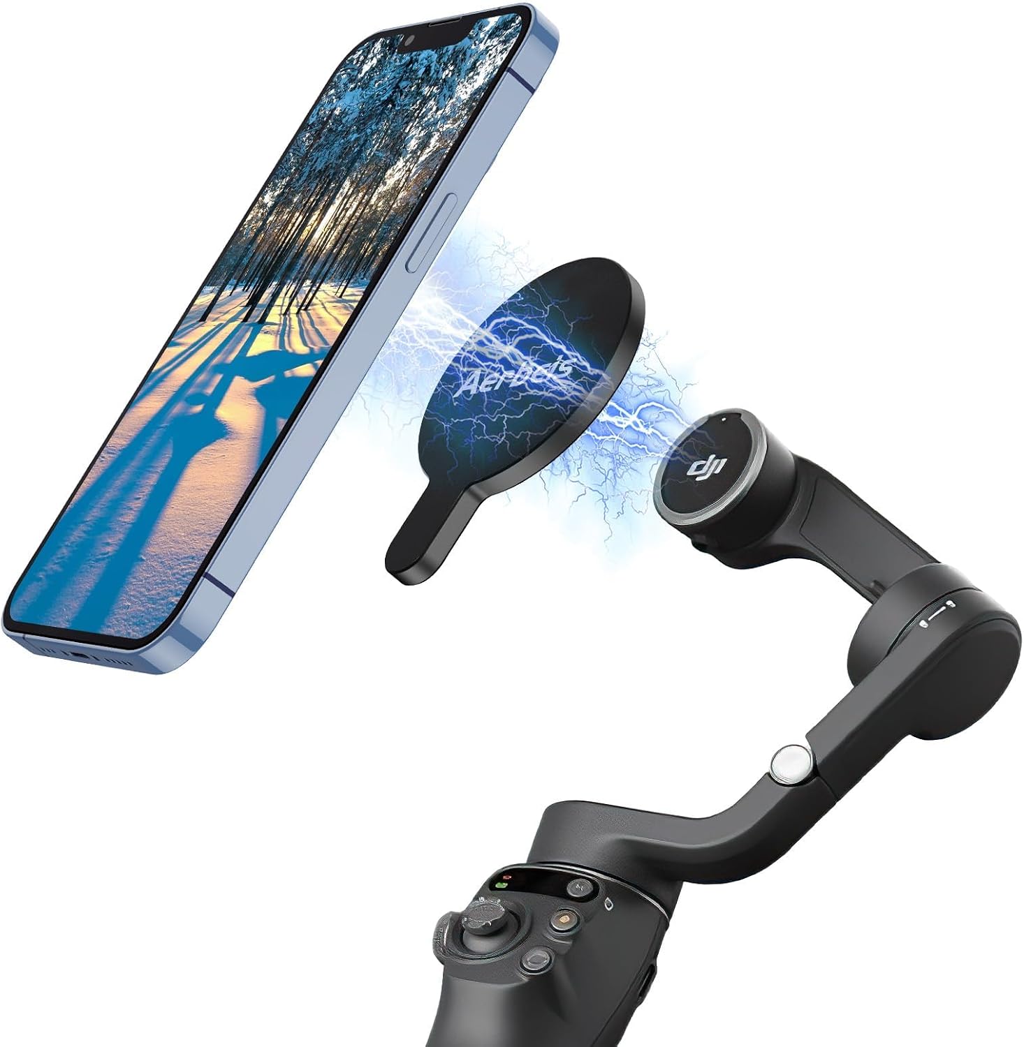OM Magnetic Phone Mount for DJI Osmo Mobile 8P/8/7P/OM 7/OM 6/SE/OM 5/OM 4 SE/OM 4 Magsafe Quick-Release Adapter Magnet Clamp Clip, Mounting for Video Photo Shooting Phone DJI Gimbal Accessories