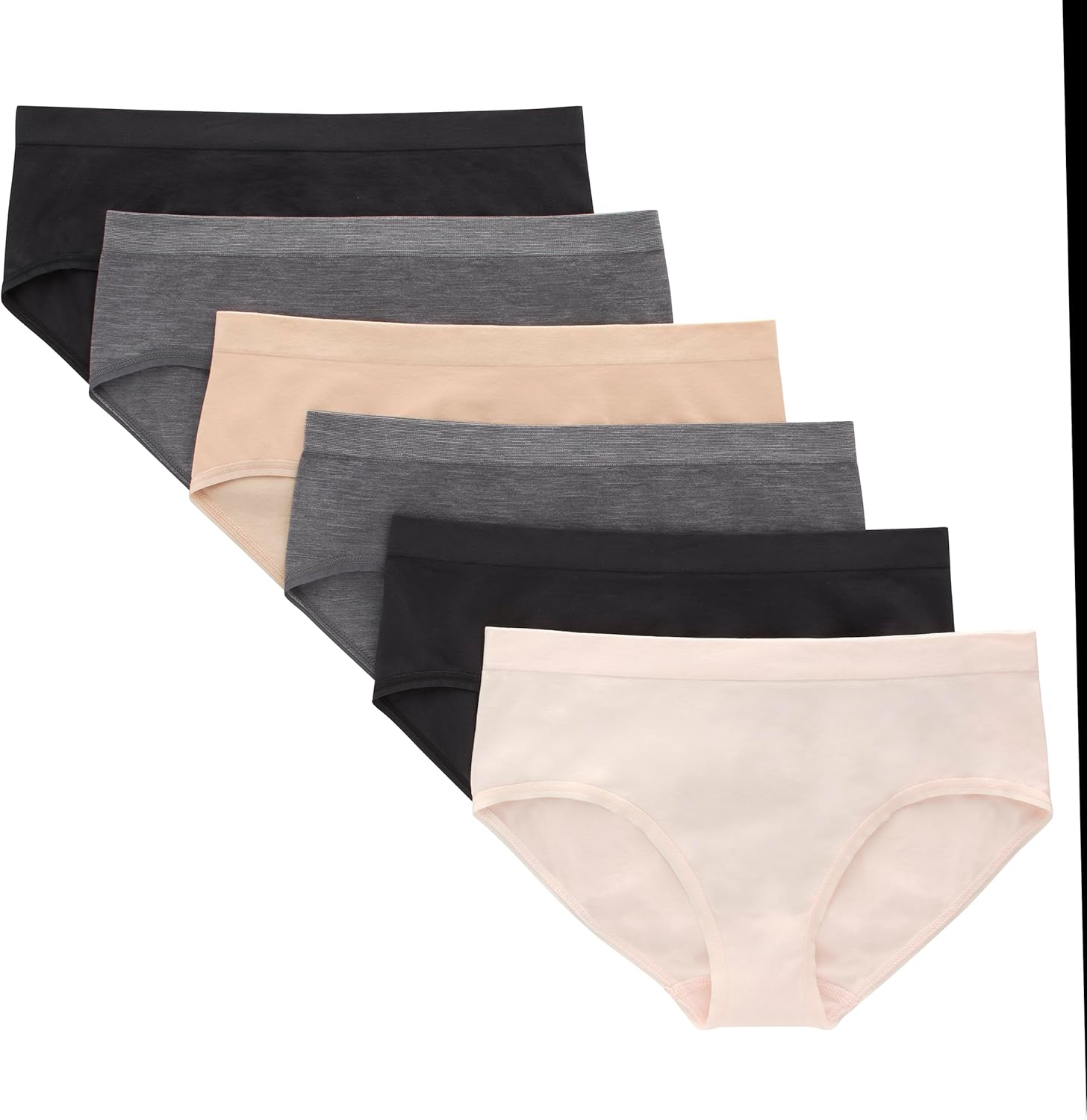 Hanes Tween Girls Underwear, Seamless Girls Panties, Boyshort & Hipster, Assorted Colors, 6-Pack