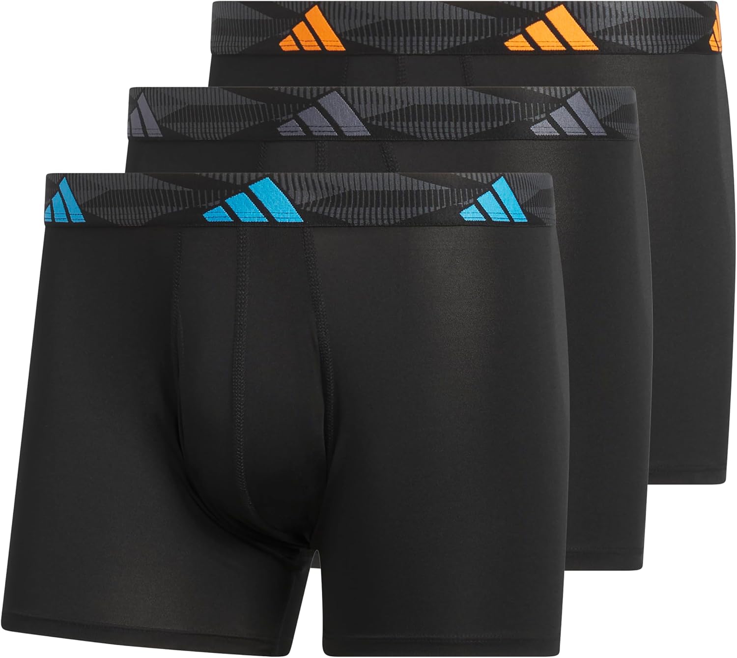 adidas Men's Microfiber Trunk Briefs (3-Pack) Performance Stretch Moisture-Wicking Underwear