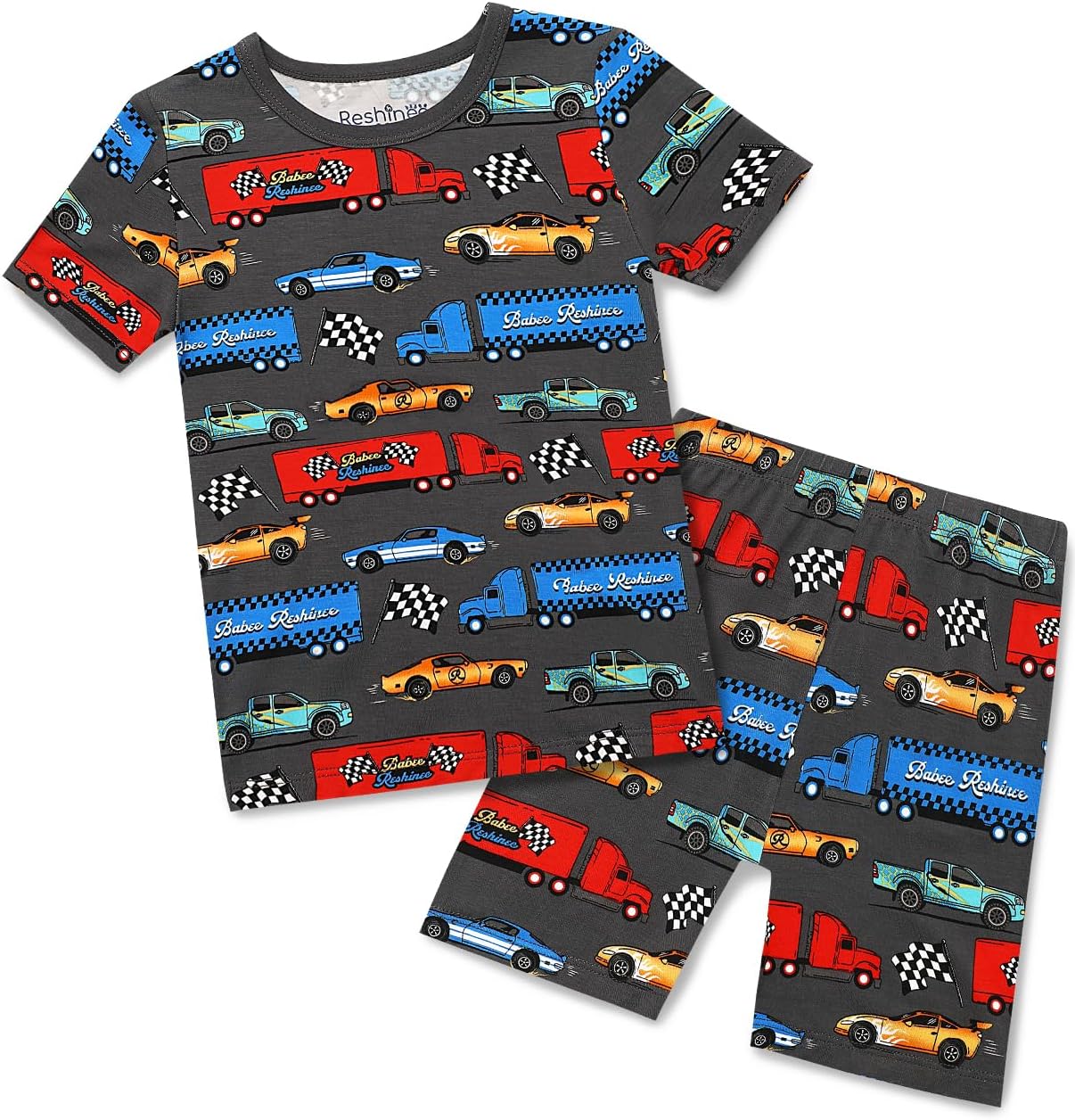 babee Reshinee Bamboo Viscose Toddler Boys Pajamas Set, Short Sleeve Kids | Boys & Girls 2-Piece Snug Fit PJs, 12M-8Y, Cool Summer Sleepwear, Breathable, Stretchy, Tagless, Buttery Soft, Cozy Jammies