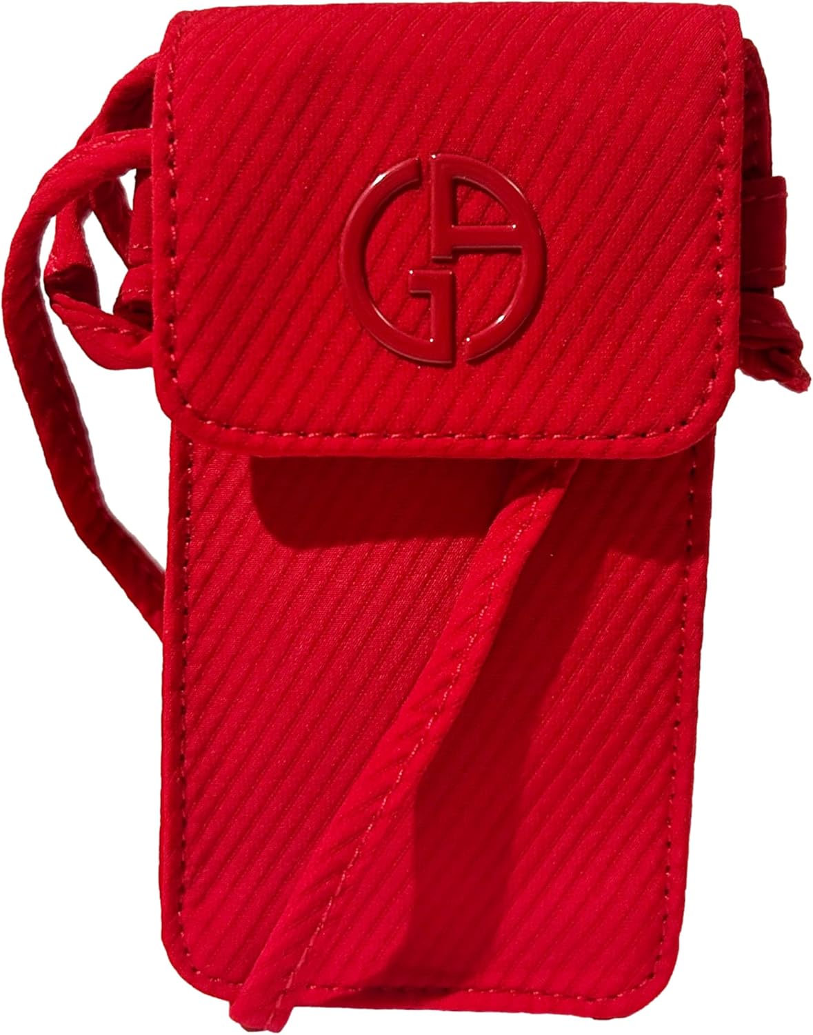 GIORGIO ARMANI Red SMALL Lipstick Cosmetic Pouch Makeup Bag Fragrance Bag (SMALL 2.5L X 5H X 0.75W) - (KEYS OR LIPSTICK HOLDER, NOT BIG ENOUGH FOR A PHONE) 2154