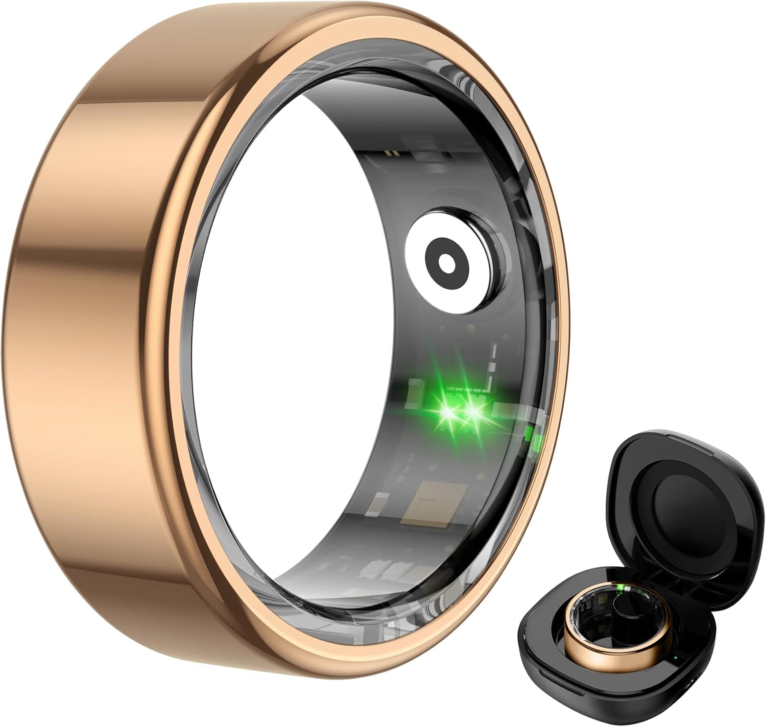 COLMI R02 Sports Tracking Smart Ring, Multiple Sports Modes, Record time, Steps, Calories, Suitable for Men and Women, Heart Rate, Blood Oxygen, Sleep, with Charging Compartment. (Rose Gold, #11)