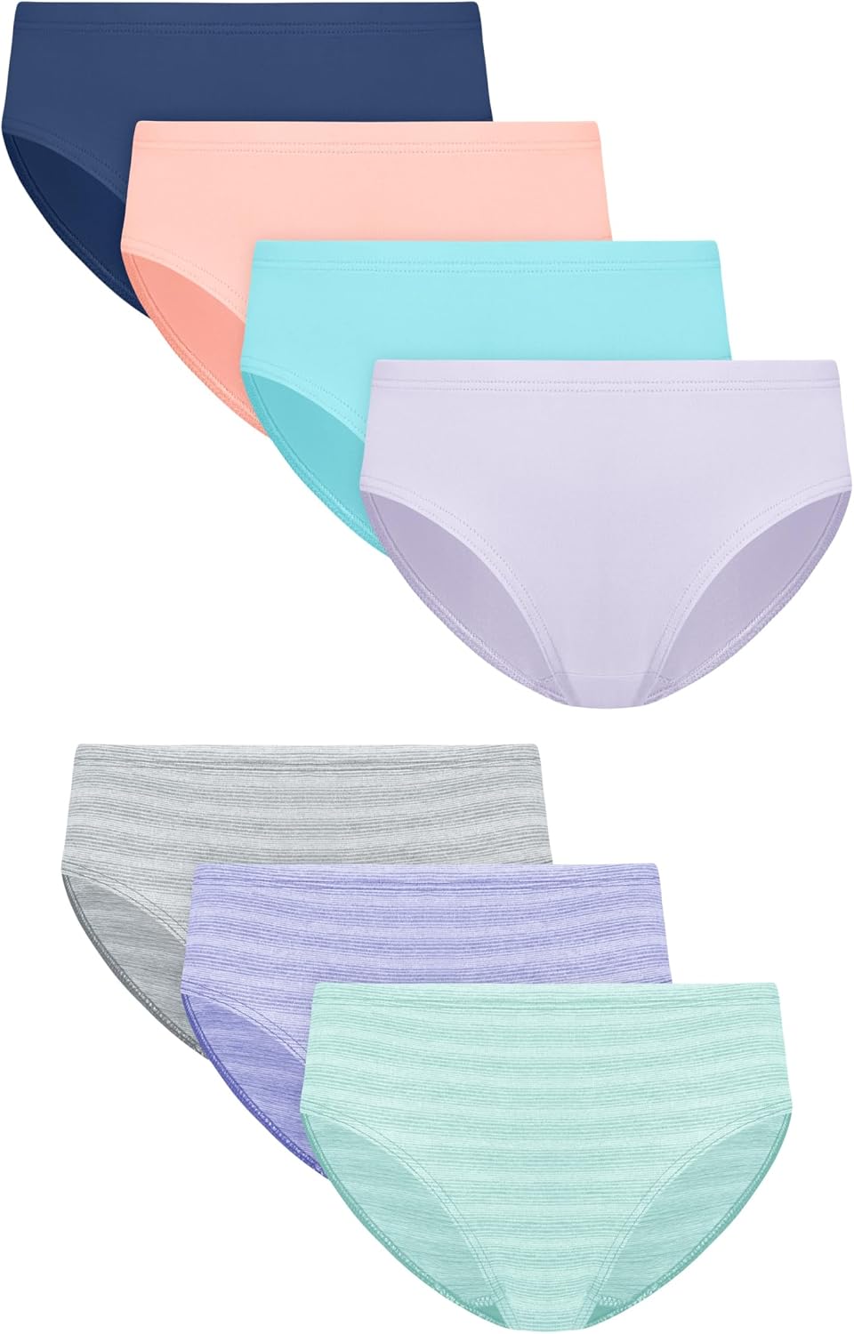 Hanes Girls' Underwear Hipsters, 7-pack, Pure Comfort Microfiber Hipster Panties for Girls, Assorted