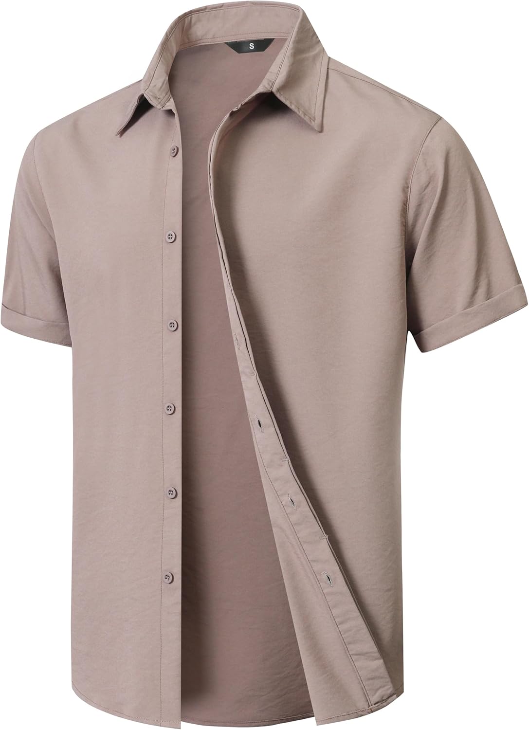 Men's Short Sleeve Button Down Shirt Lightweight Stretch Blend Summer Shirts Casual Vacation Beach Tops