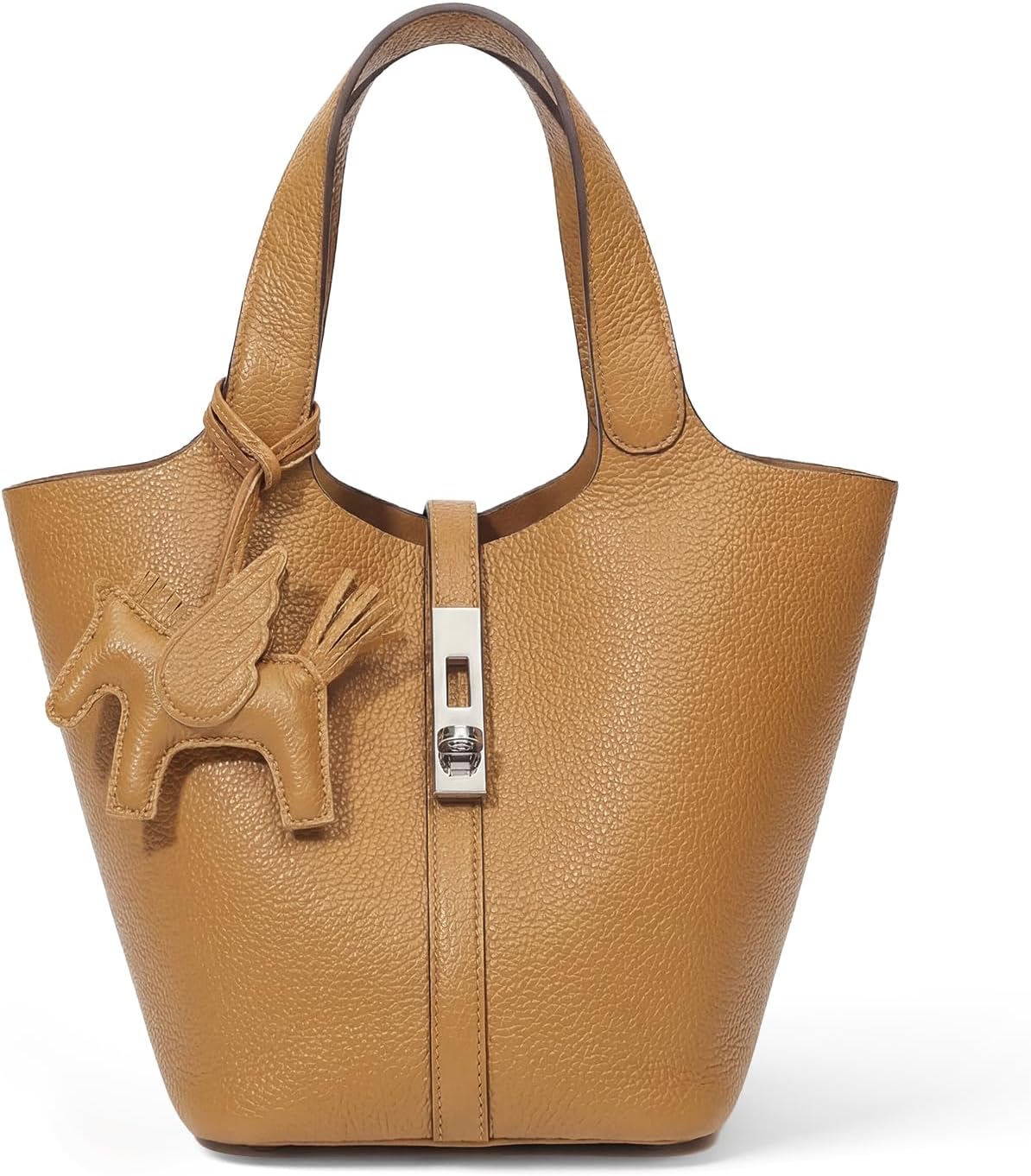 Tote Bag for Women Vegan Leather Bucket Purse for Women Top Handle Handbag Shoulder Bag with Detachable Small Purse