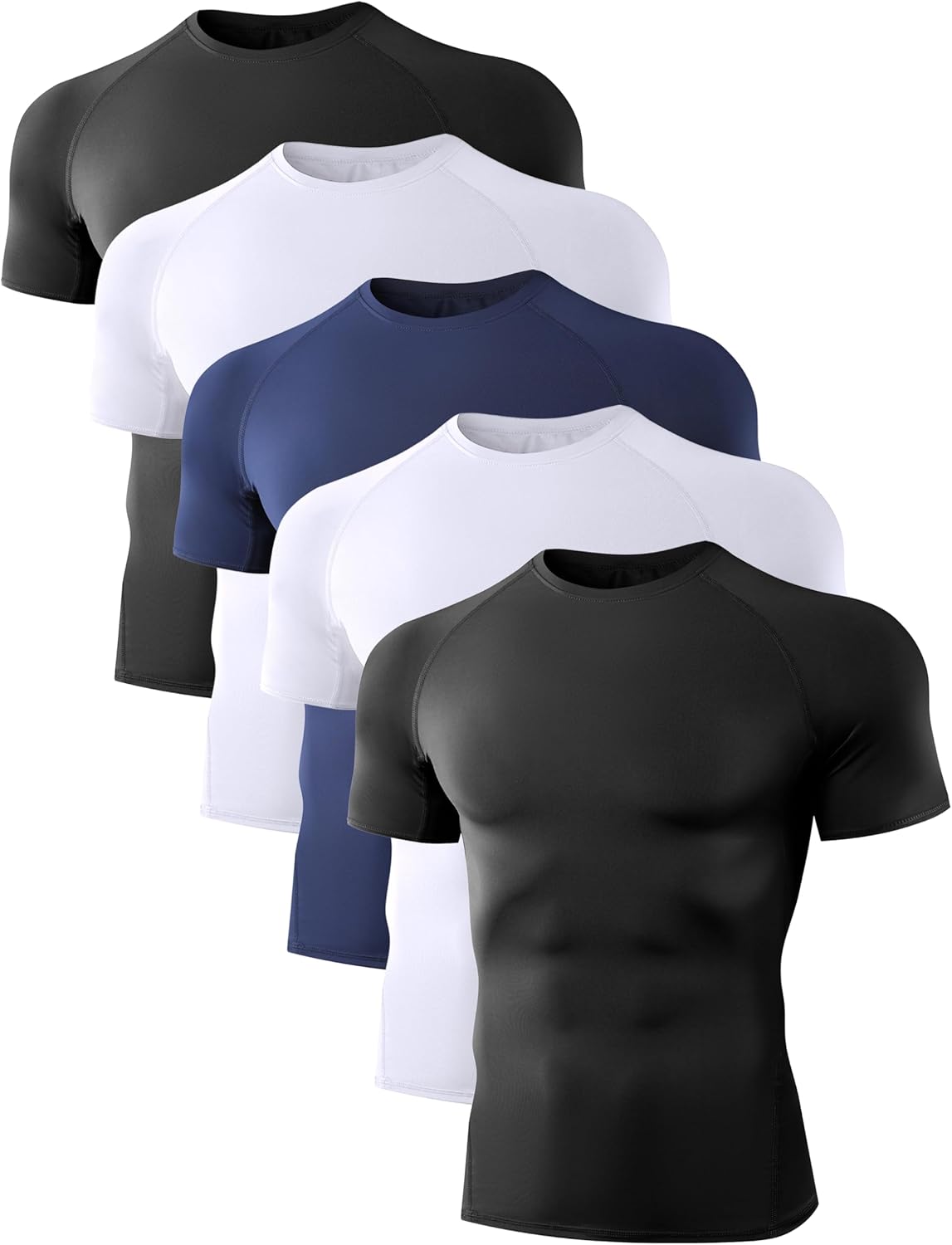 Dalavch 4/5 Pack Men's Compression Shirts Short Sleeve/Sleeveless Sports Athletic Workout Base Layer Undershirt T-Shirt Tops