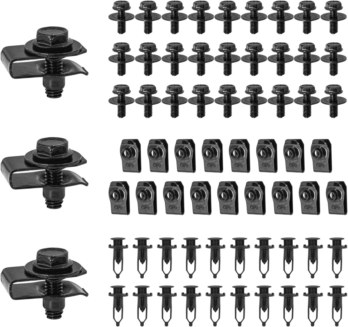 Ohleats 70 PCS Car Engine Under Cover Splash Shield Guard Body Bolts, Auto Bumper Extruded U-Nuts Clips Kit, Fender Liner Push Retainer Fastener Rivet Clips, Car Accessories (70 PCS)