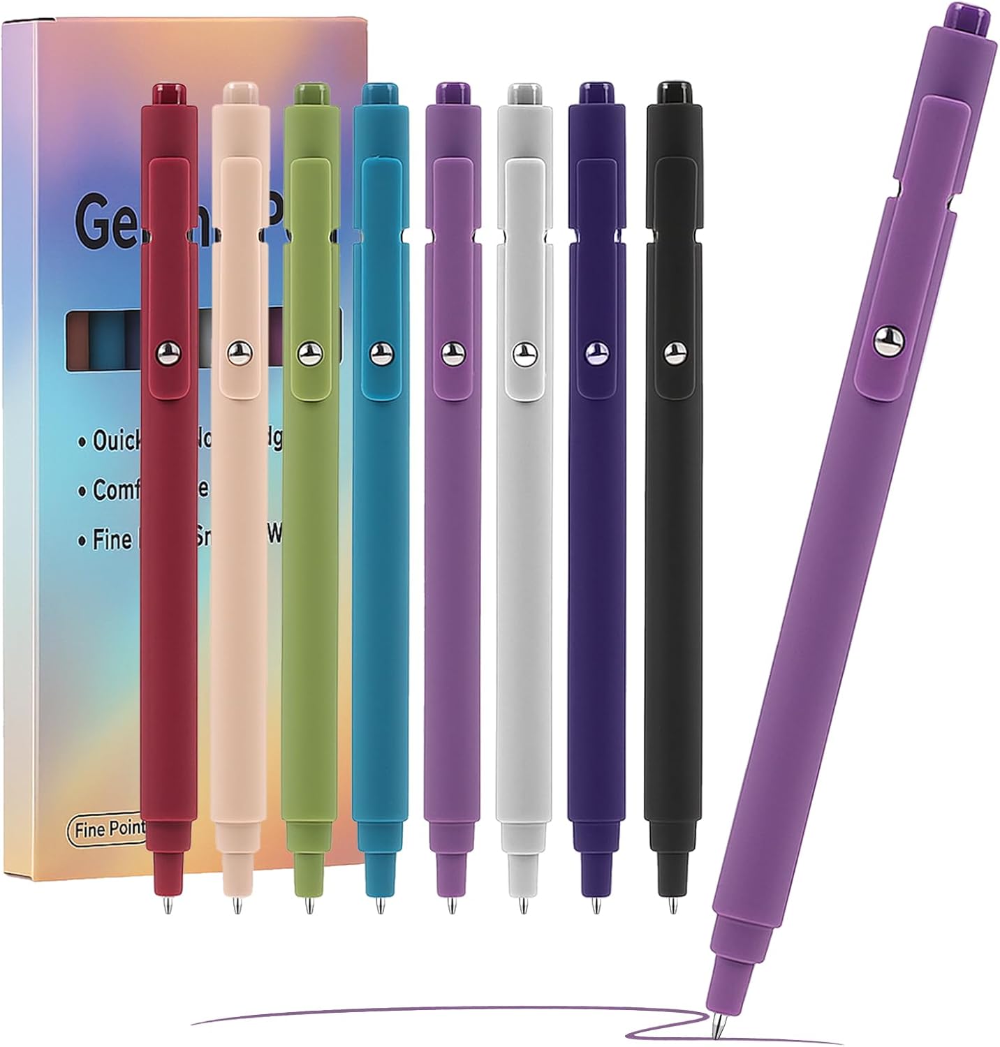 Thboxes 8Pcs Gel Pens for Journaling, 0.5mm Fine Tip Retractable Colored Nurse Pens - Smooth Writing for Note Taking, Office & School Supplies, Journaling Supplies for Women Teacher Nurse gifts