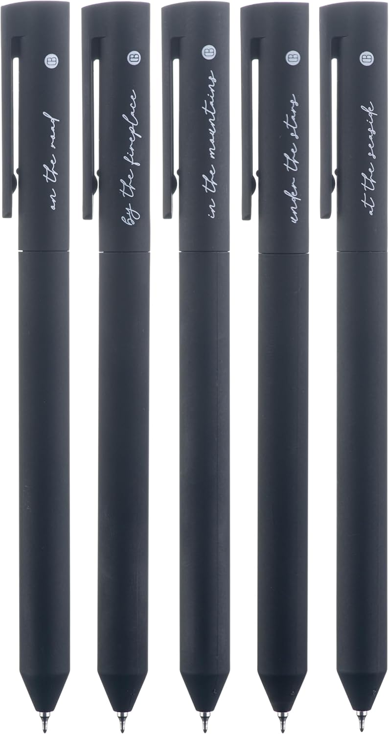 DIVERSEBEE Black Gel Ink Pens, 0.5 mm Gel Pens Fine Point, Bible Pens No Bleed Through with Cute Fine Tip, Bible Study Journaling Supplies, 5 Pack Gel Pen Set