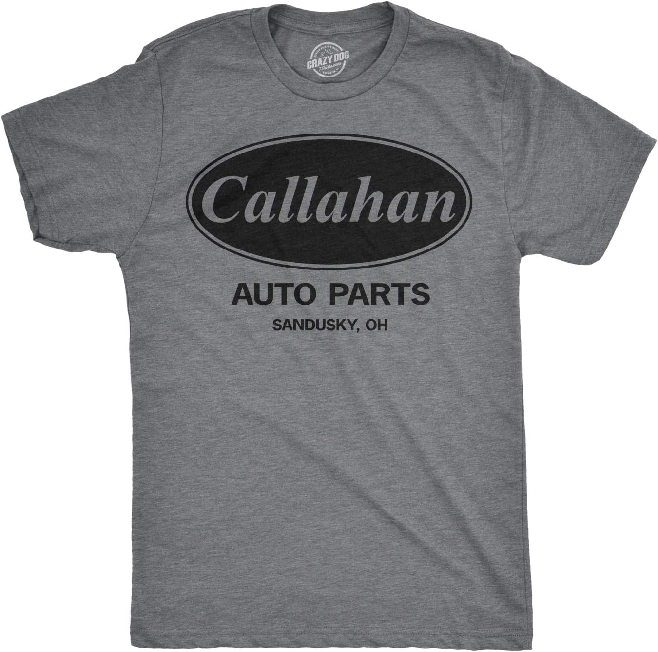 Crazy Dog Mens Callahan Auto Parts T Shirt Funny Graphic Novelty Tee | Funny T Shirts, Graphic Apparel for Men, Cool Movie Short Sleeve, Soft Cotton Blend, Novelty Tees for Guys