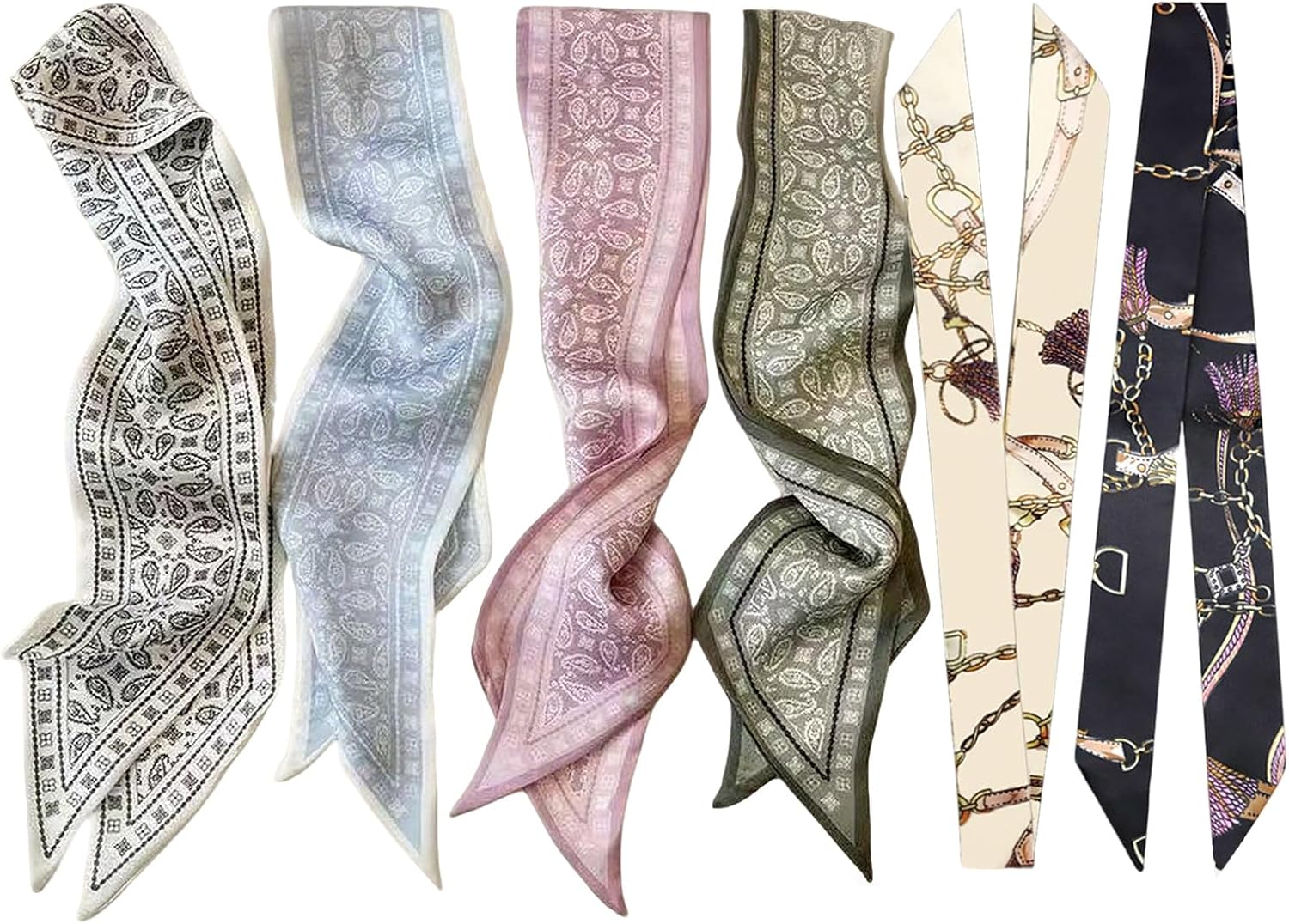 kcctoo 2/6/10Pack Scarf Bags for Women Handbag Scarfs Band Hair Neck Scarves Fashion Gifts