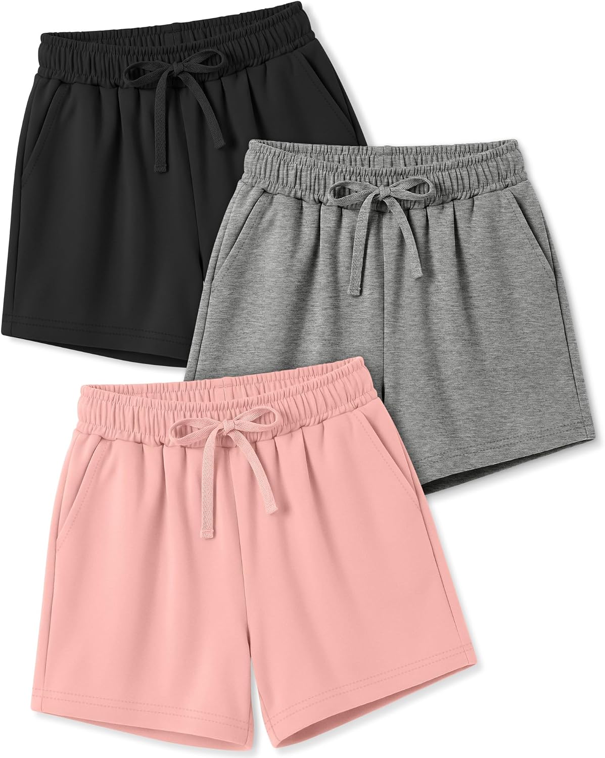 3 Pack Toddler Girls Wide Leg Shorts | High Waisted, Loose Fit, Pull On, Athletic Sports, Running, Casual, Daily Wear, Lightweight, Breathable