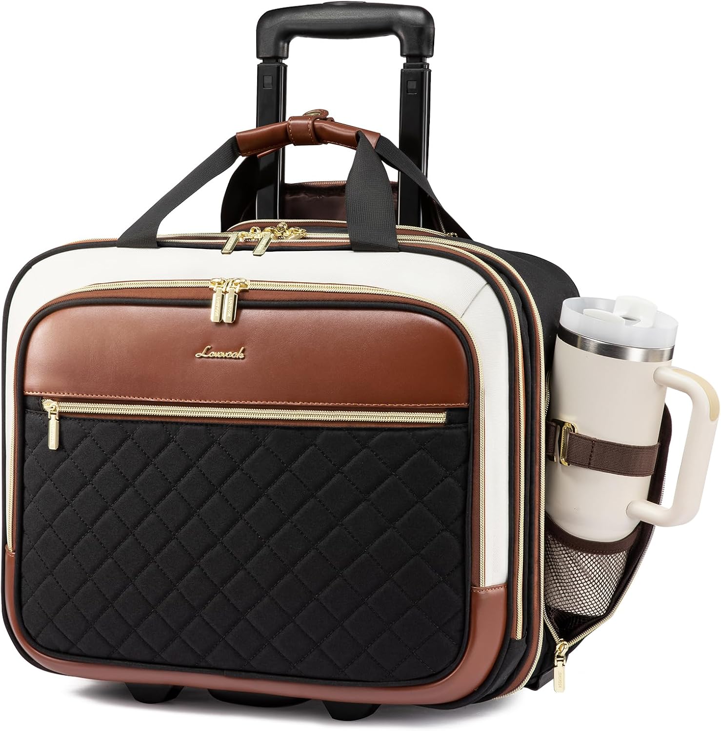 LOVEVOOK Rolling Laptop Bag for Women, Underseat Carry On Bag with Wheels | Fits 17.3 Inch Laptop, 30L Capacity, Silent Wheels, Rolling Briefcase, Carry On Luggage, Personal Item for Work Travel