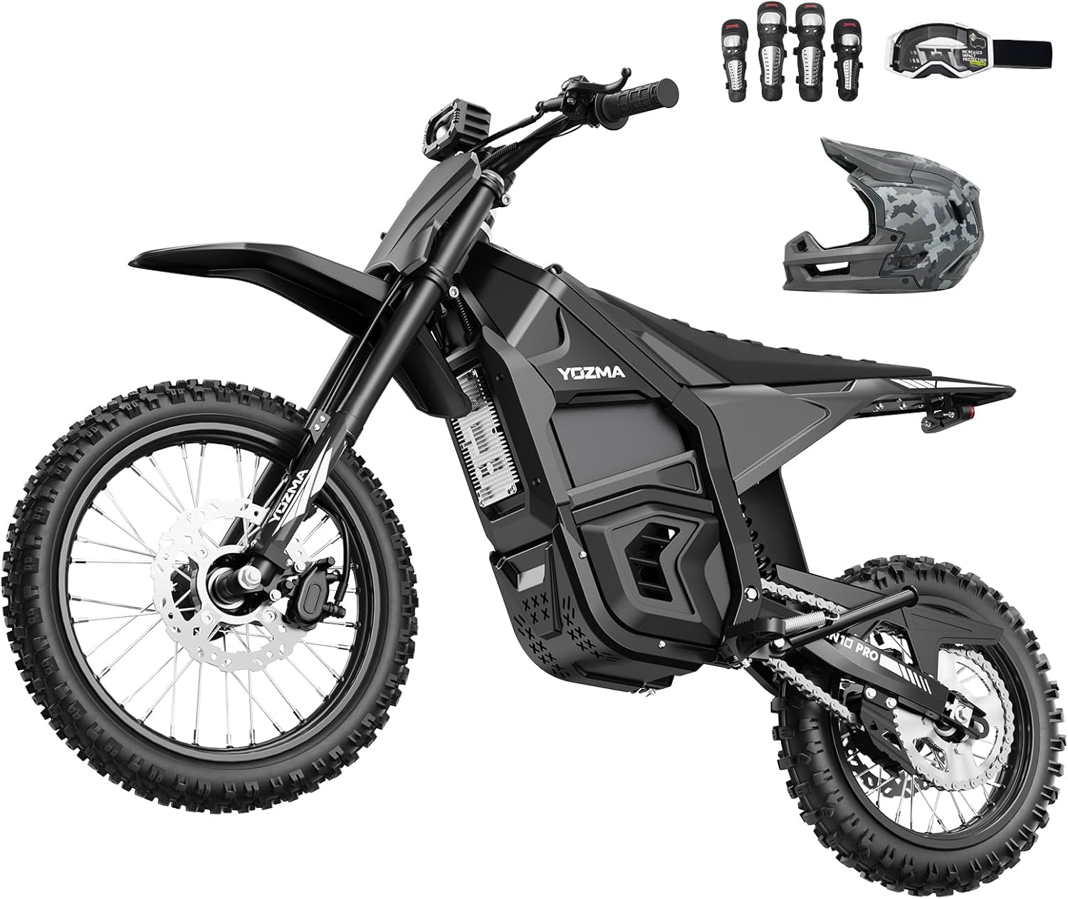 Yozma IN10 Pro Electric Dirt Bike, 5500 Peak Mid- Drive Motor, 50 Mph Max Speed Ebike, 60V 27AH Bttery with 60 Miles Max Range, 17''/14'' Off-Road Tires, Hydraulic Brakes & Dual Shock Absorption