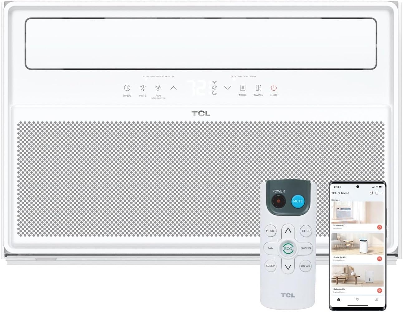 TCL 12000 BTU Q-Series Smart Inverter Window AC with Heat Pump | 115V, Heat Pump, Ultra-Quiet, Inverter Technology, Remote Control, Smart Home Devices, Rooms up to 550 Sq.Ft.