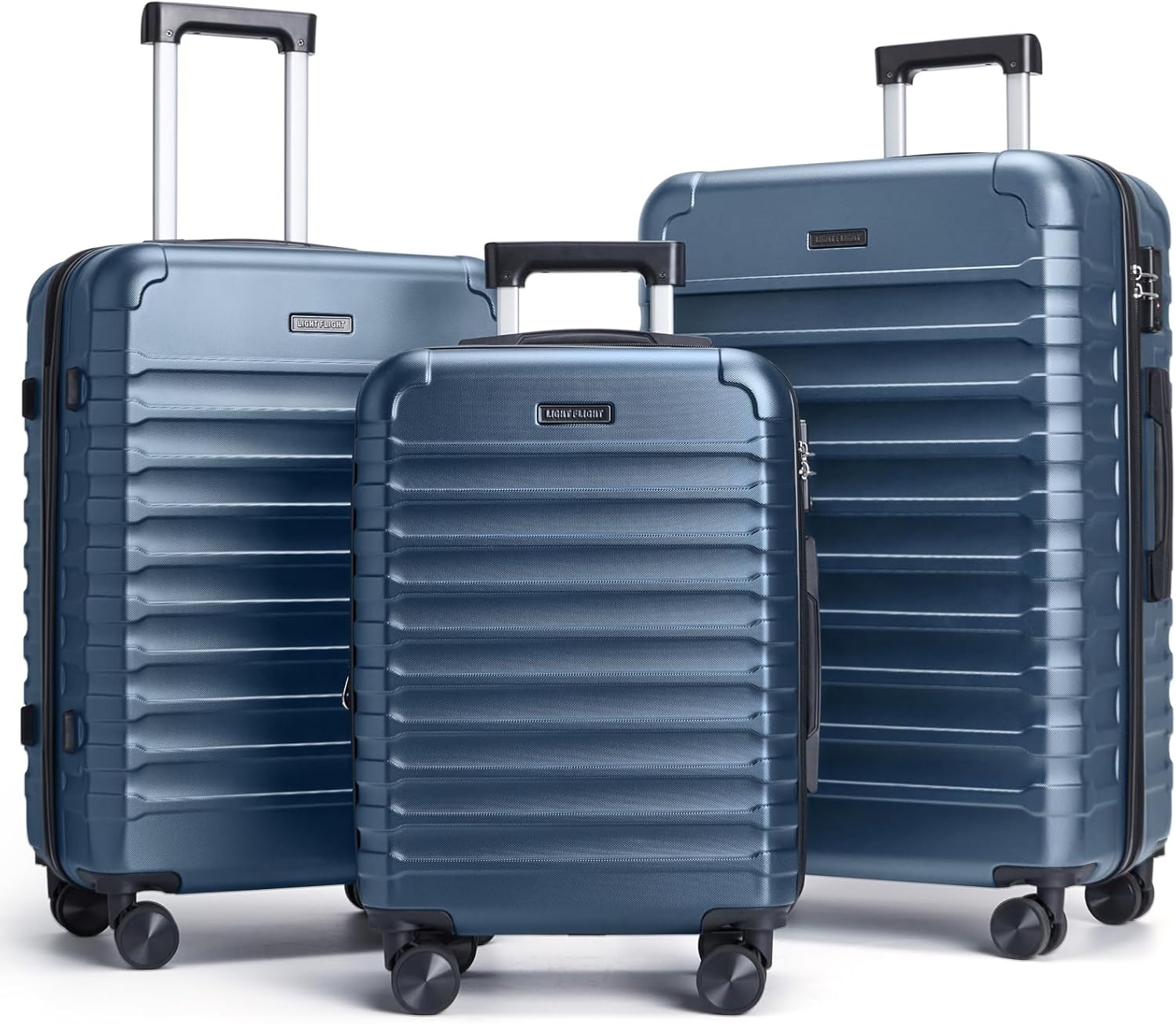 LIGHT FLIGHT Luggage Sets 3 Pcs Suitcase with Wheels,20"/24"/28",Royal Blue | Durable Suitcase Set with Spinner Wheels,3 Piece Hard Shell Lightweight Luggage with TSA Lock, Large Checked Travel Suitca