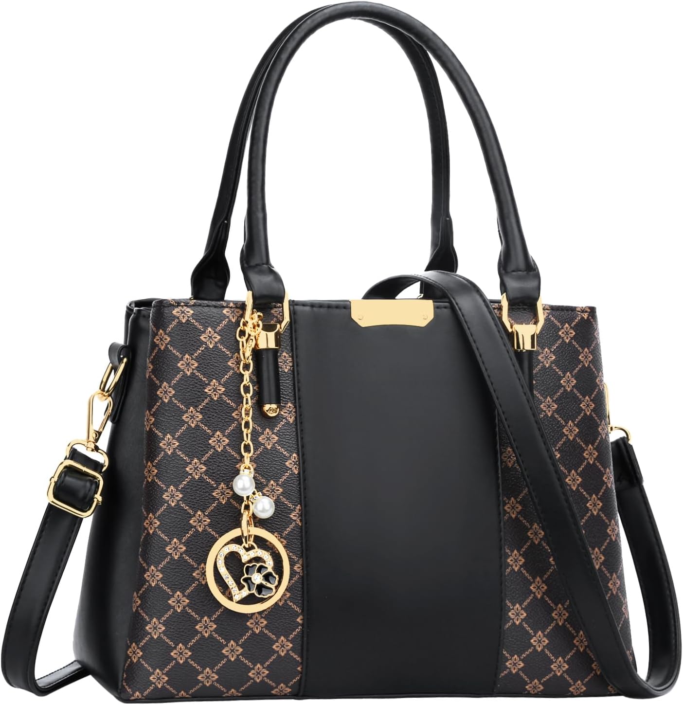 KKXIU Women Purses and Handbags, PU Leather Top Handle Satchel Bag | 3 Zippered Compartments, Removable Long Strap, Crossbody Purse for Ladies, Tote Shoulder Bag