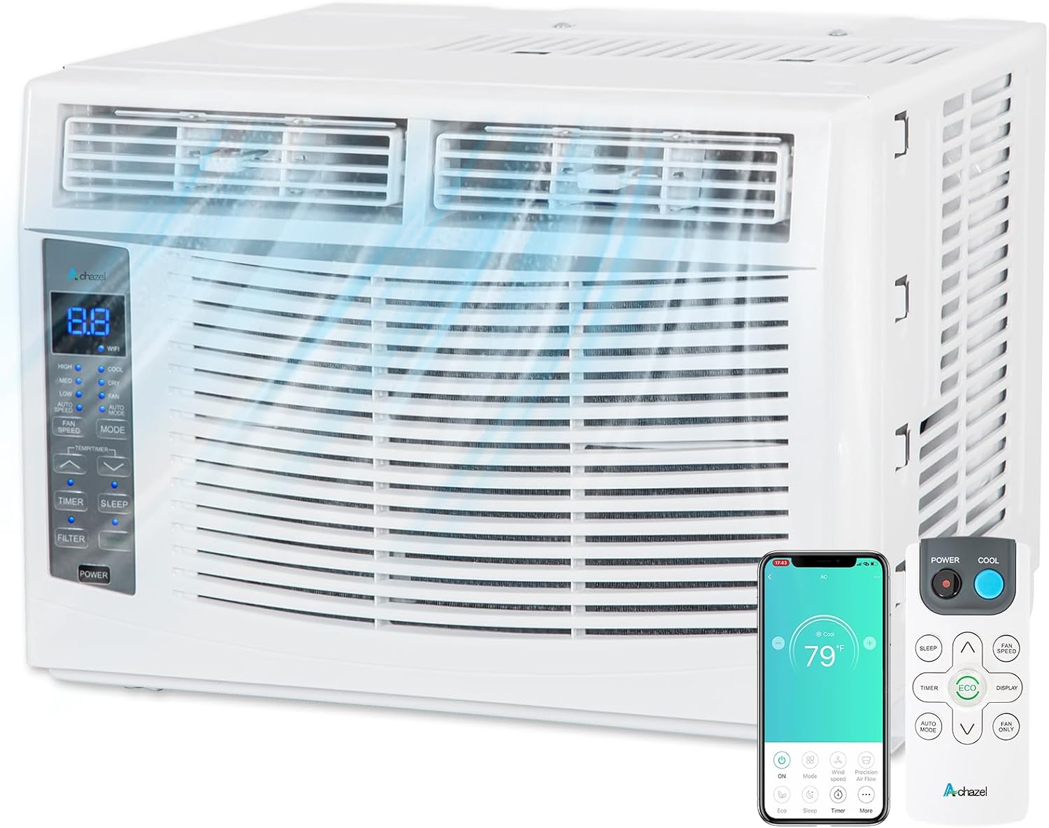 ACHAZEL 6000 BTU Window Air Conditioner with WiFi, Smart Window AC Unit with Remote, Energy Saving, Easy Install Kit, Cools up to 250 Square Feet