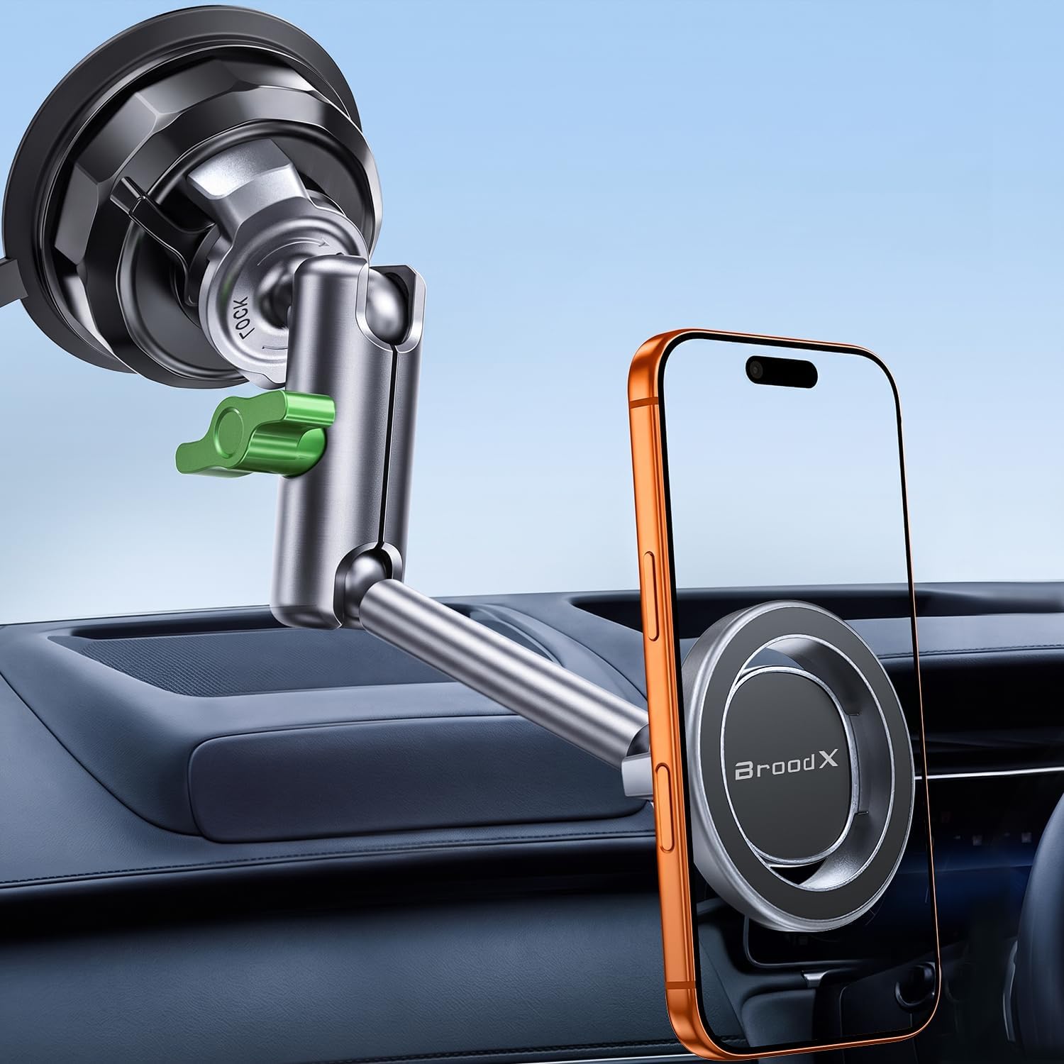 Miracase Magnetic Car Phone Holder, Windshield/Dash Metal Suction Cup Mount | Solid Metal Frame, 360° Rotatable, Strong Suction & Magnetic Force, Easy Installation