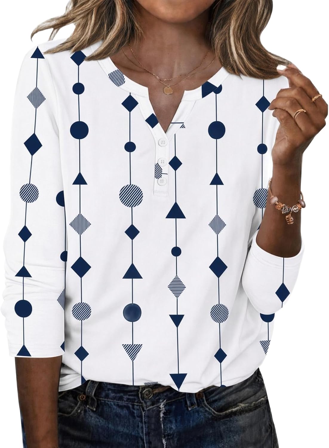 Zeagoo Long Sleeve Shirts for Women Casual V Neck Fall Tops Dressy Summer Work Blouses Clothes