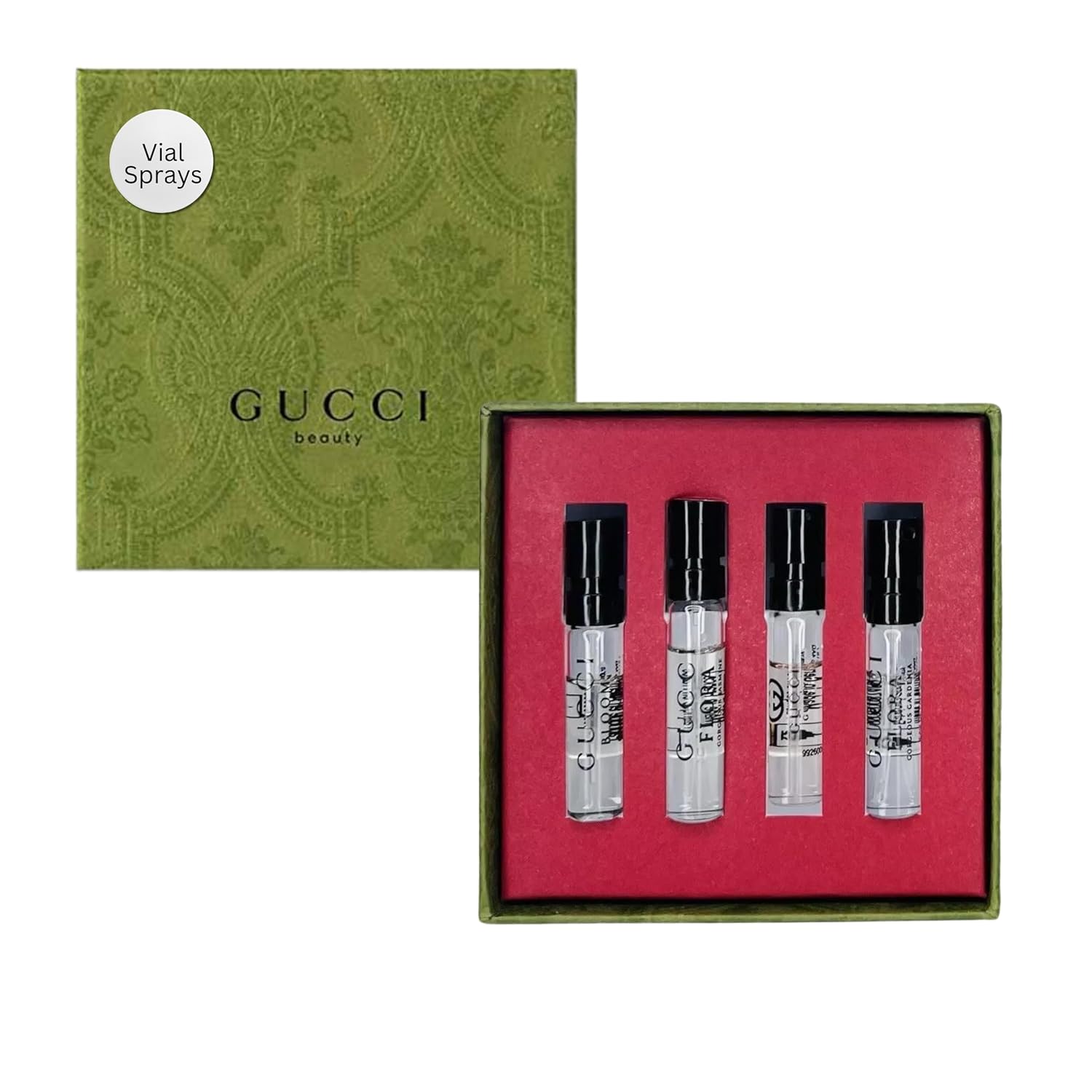 Gucci Mini Perfume Gift Set for Women 4-Piece EDP Travel Collection | Includes Flora Bloom, Flora Gorgeous Gardenia, Guilty Pour Femme & Flora Gorgeous Jasmine mini sprays.