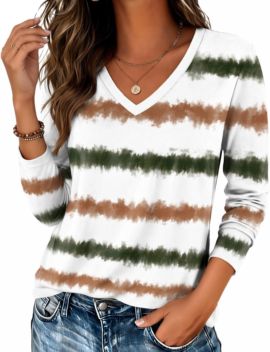 Zeagoo Womens Long Sleeve Shirts V Neck Basic Tee Tops Dressy Casual Business Work Blouses Fall Outfits S-3XL