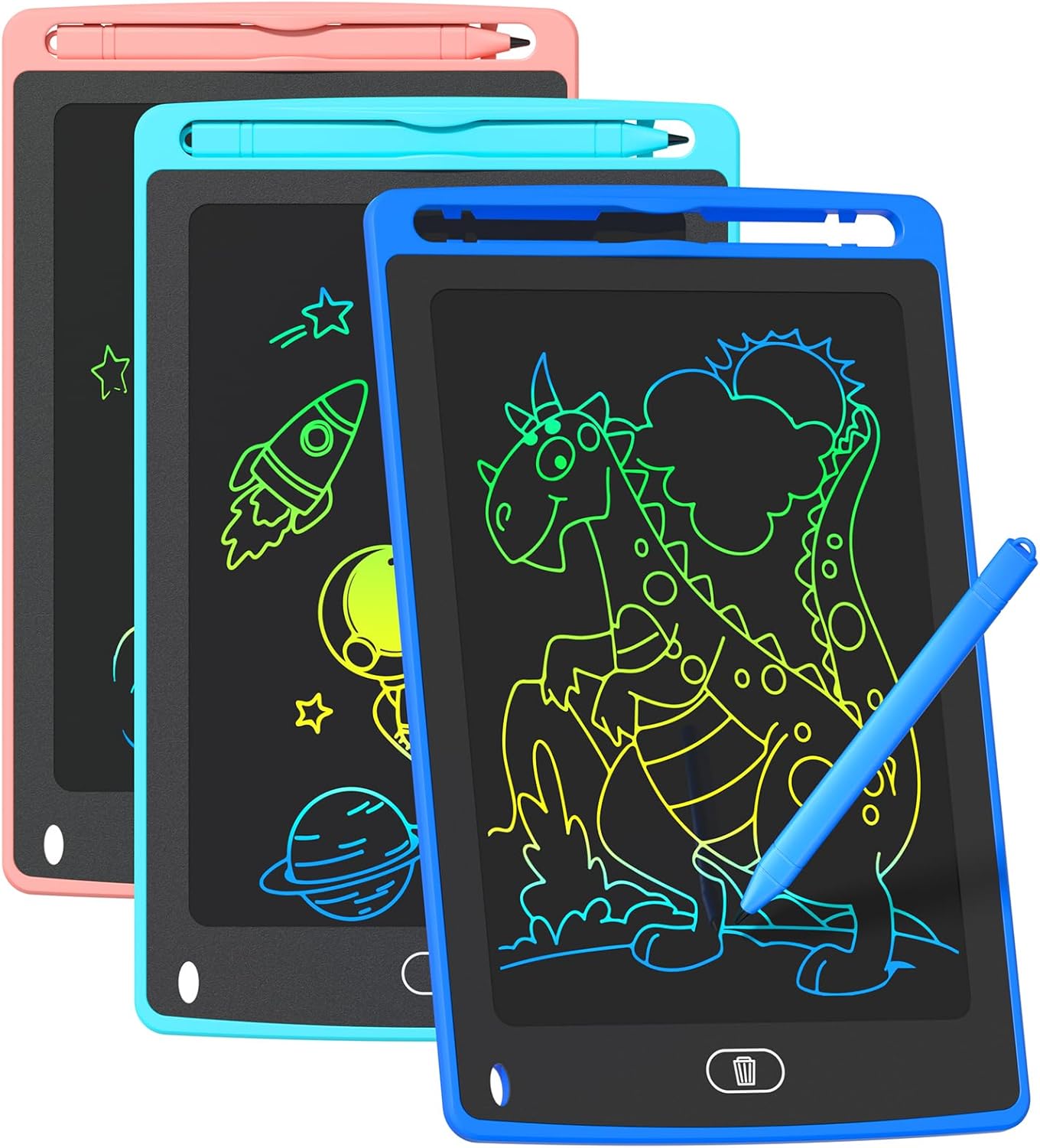 TQU 3 Pack LCD Writing Tablet for Kids, 8.5 Inch Colorful Doodle Board Drawing Tablet, Educational Learning Toys Birthday Gifts for Boys Girls Age 3 4 5 6 7 8