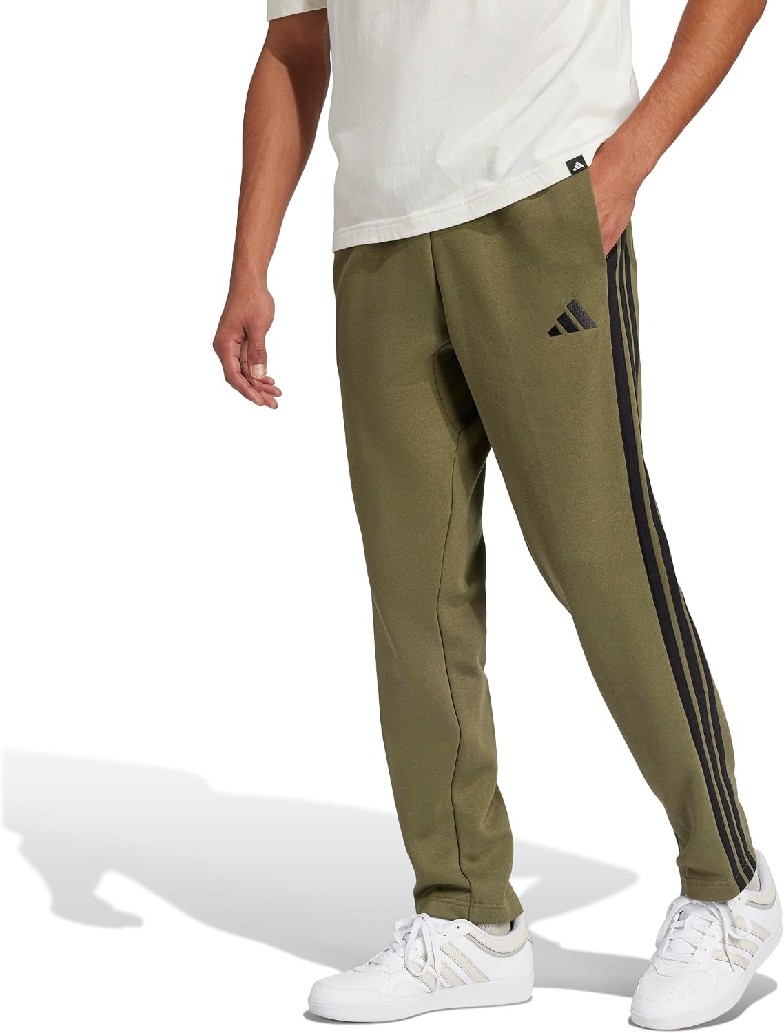 adidas Men's Essentials Fleece Open Hem 3-Stripes Pants