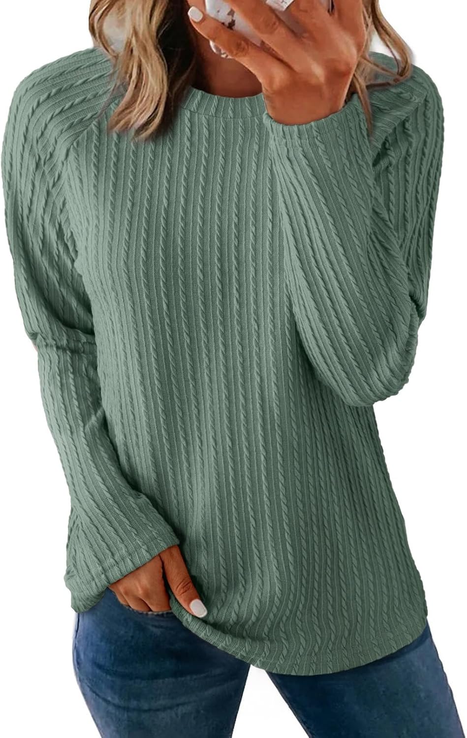 Dokotoo Womens Tops Long Sleeve Lightweight Shirts 2026 Spring Fashion Clothing Trendy Tops Crewneck Knit Basic Tee