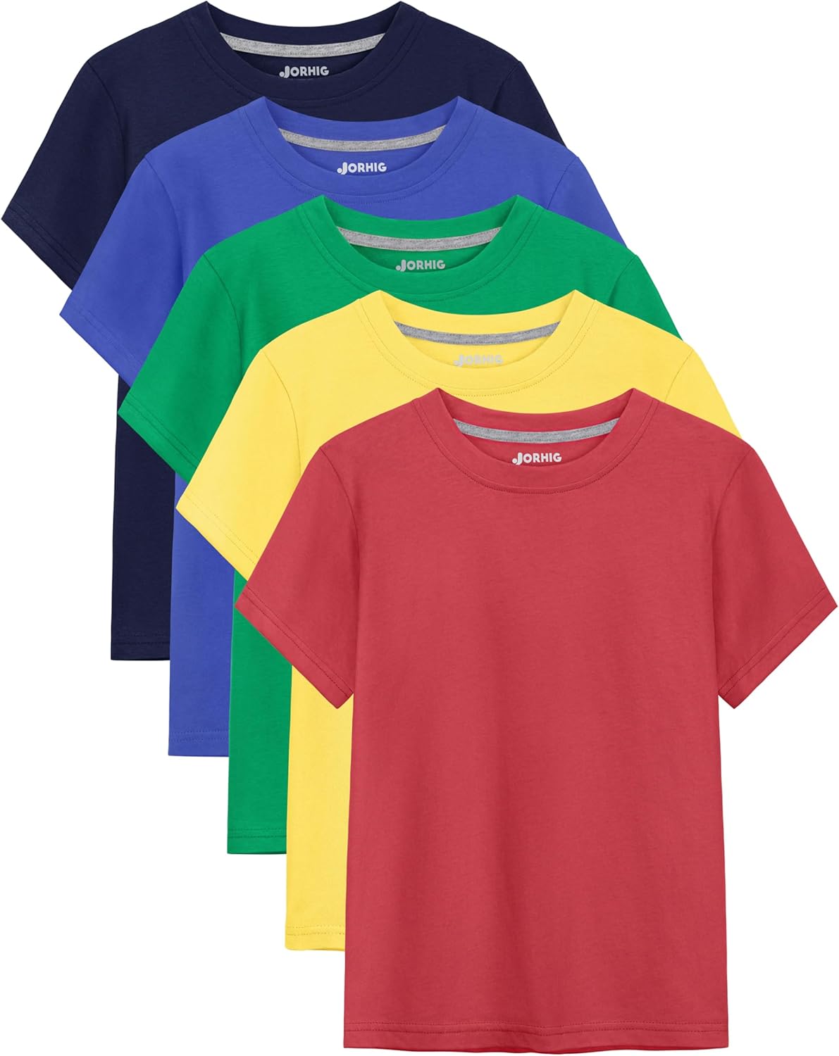 5 Pack Boys Shirts Cotton Short Sleeve T-ShirtsBoys Summer Tops Clothes | Tagless & SoftCotton & Breathable, Short Sleeve Summer Crew Neck Tops for 2T-18Y Boys, Great for School & Play & Daily Wear