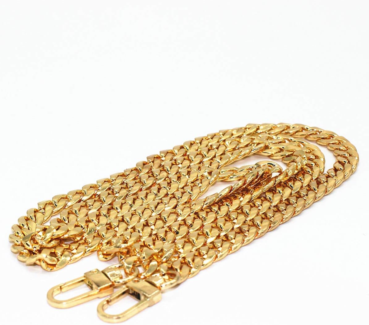 WEICHUAN 47"/120cm Gold Iron Flat Chain for Handbag Shoulder Bag Crossbody Bag Purse Chain Strap Replacement, with Metal Buckles- 6 OZ in Weight (Gold)