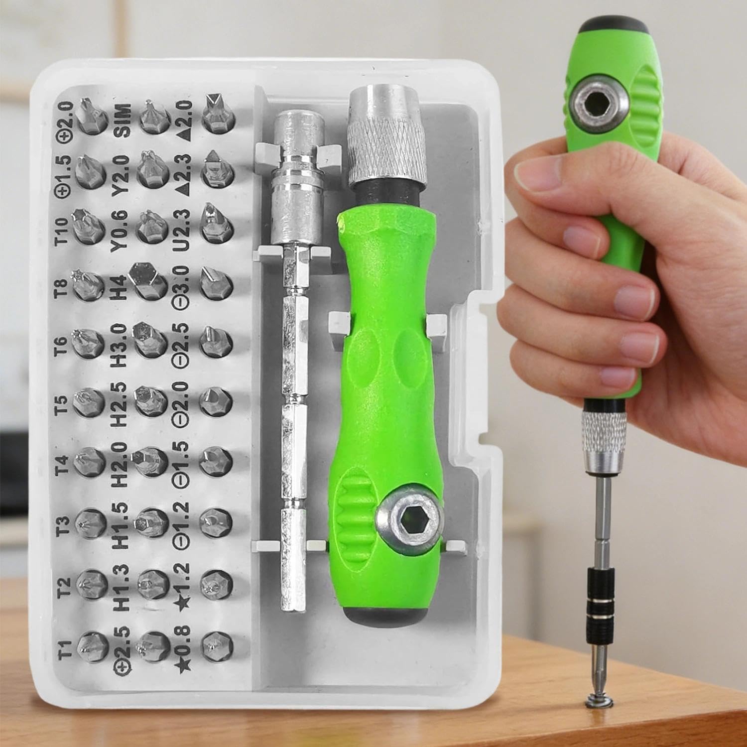 32 in 1 Precision Tool Kit with Handle Extension Rod and Bits, Multi Piece Organizer Set for Home Office Desk Drawer Storage