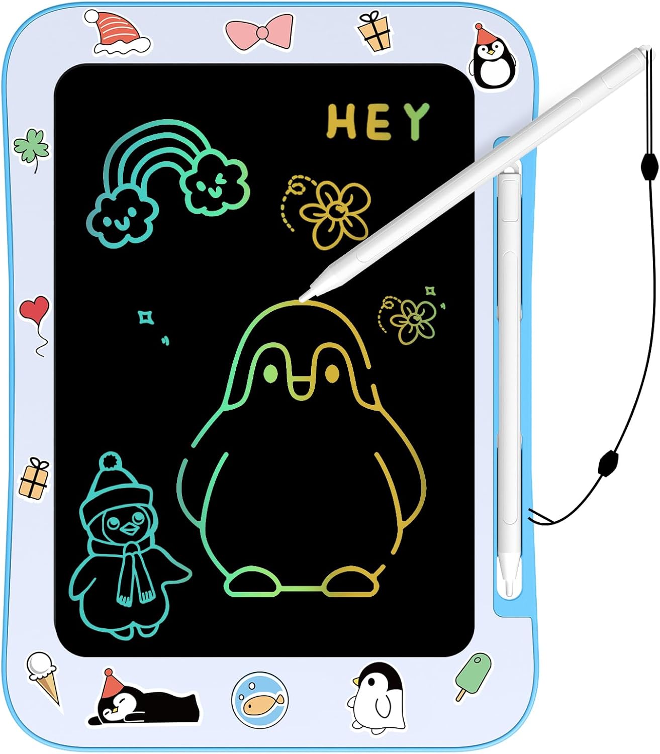 Genialba LCD Writing Tablet for Kids, Colorful Screen Drawing Board for 3-7 Year Old Boys & Girls - Educational Toys for Birthday & Christmas (Penguin)