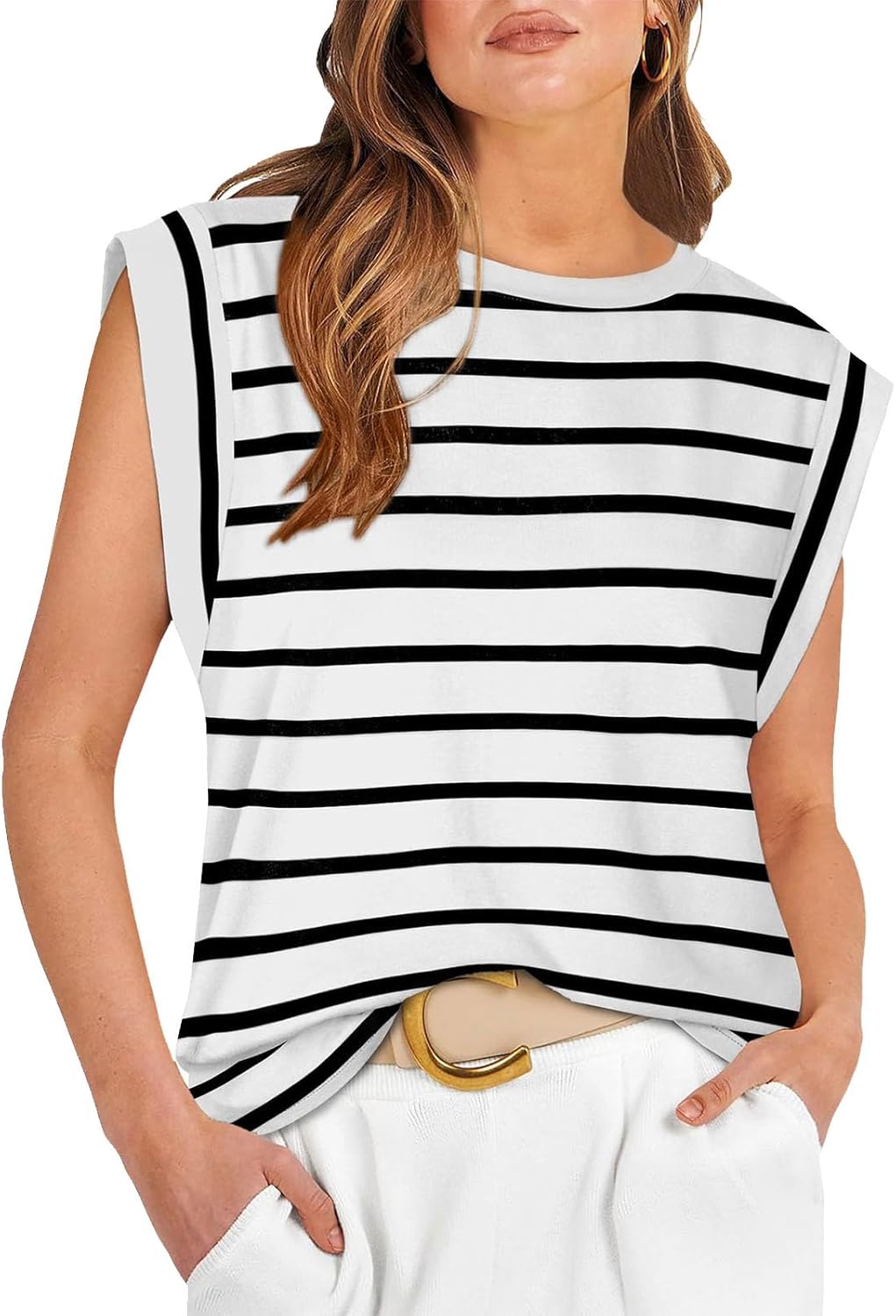 Womens Loose Fit Basic Work T Shirts Work Blouses 2025 Dressy Casual Solid Tops Cap Sleeve Crew Neck Summer Shirts