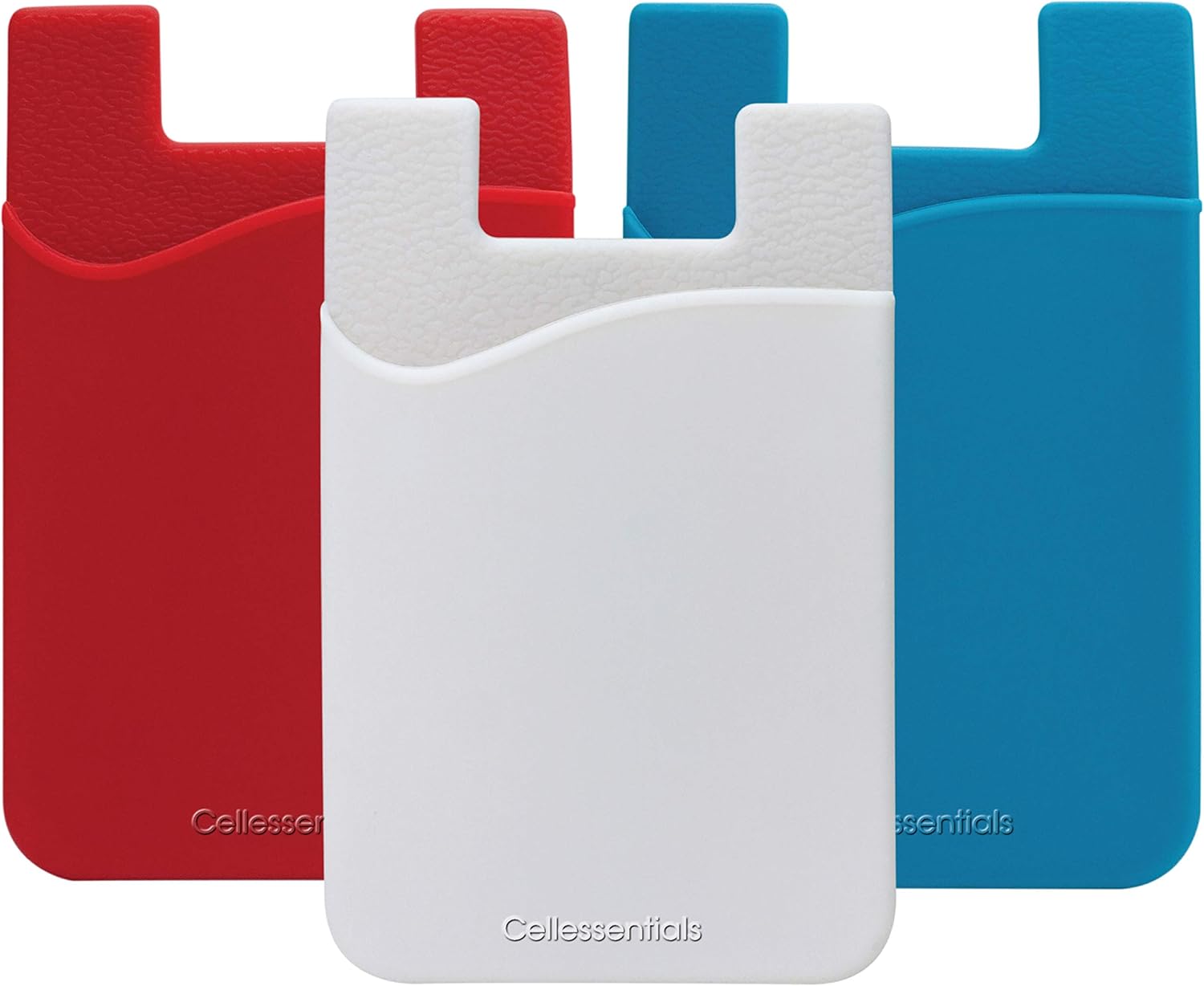 USA Merchant Redesigned Card Holder - Silicone Stick on Cell Phone Wallet with Pocket for Credit Card ID Business Card - iPhone Android & Smartphones (Red, White, Teal)
