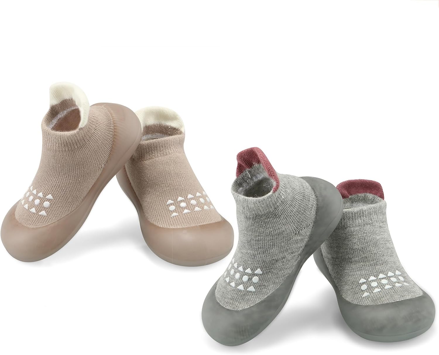 PandaEar 2 Pack Baby Sock Shoes Toddler Walking Shoes, Non-Slip Soft Sole Sneakers Breathable Slippers for Infant Boys Girls