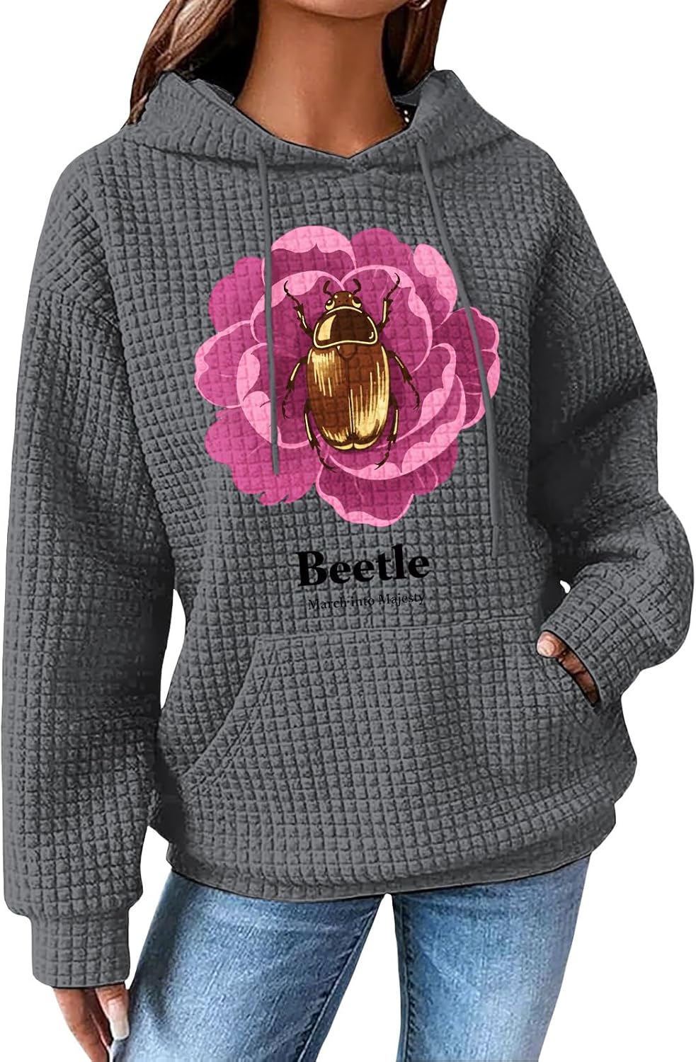 Women's Fashion Sweatshirt Comfy Drawstring Plus Size Loose Long Sleeve Crewneck Casual Daily Sports Hiking Hoodie