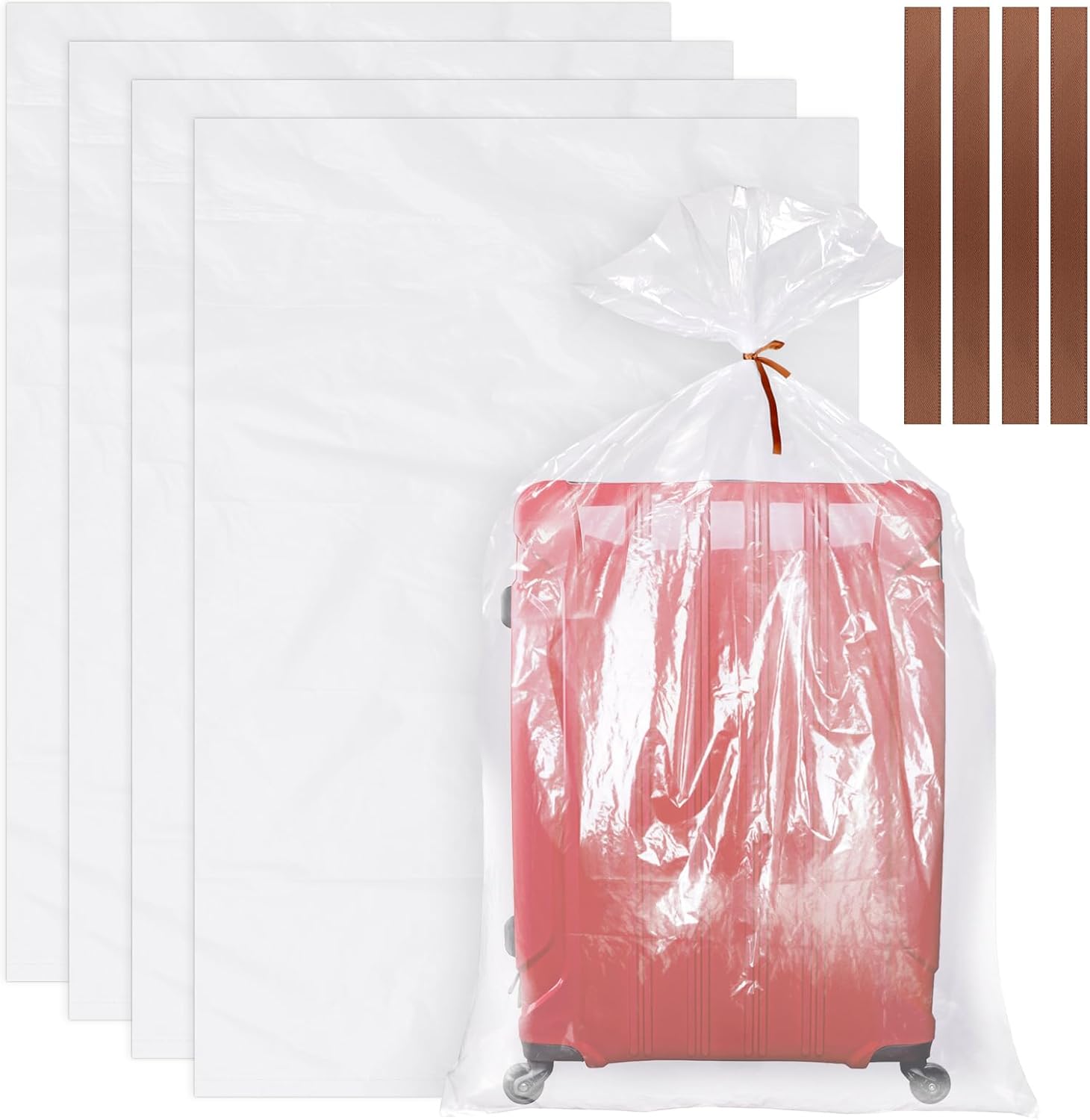 4 Pack Extra Large Clear Plastic Bags, 40" x 60" Large Storage Bags | Moistureproof Dustproof Reusable Giant Extra Luggage Storage Bags for Luggage, Suitcase,Furniture, Chair, Kids Bike