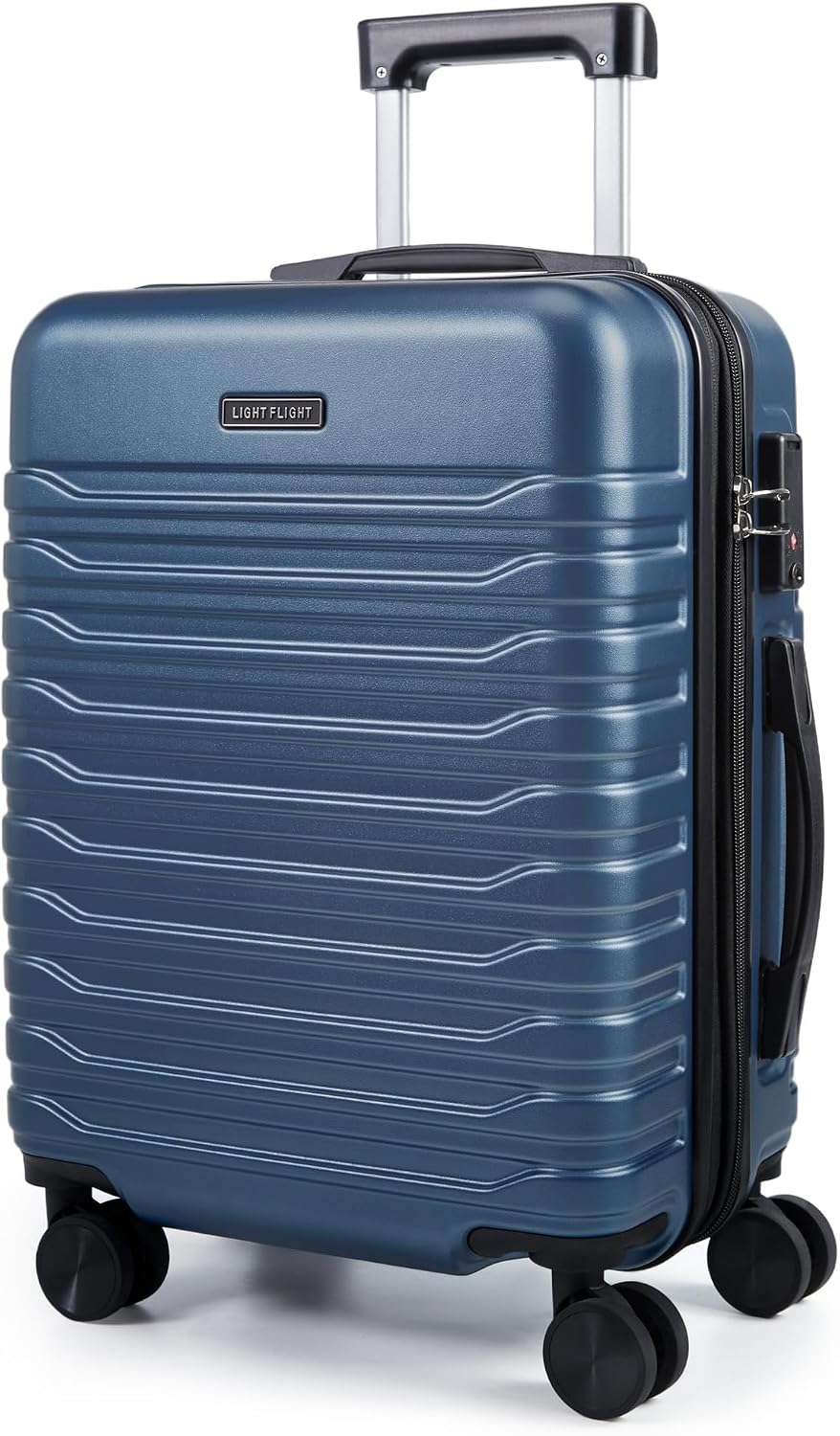 LIGHT FLIGHT Expandable 20" Carry On Luggage 22x14x9, TSA Lock, Blue | Lightweight Suitcase with Double Spinner Wheels