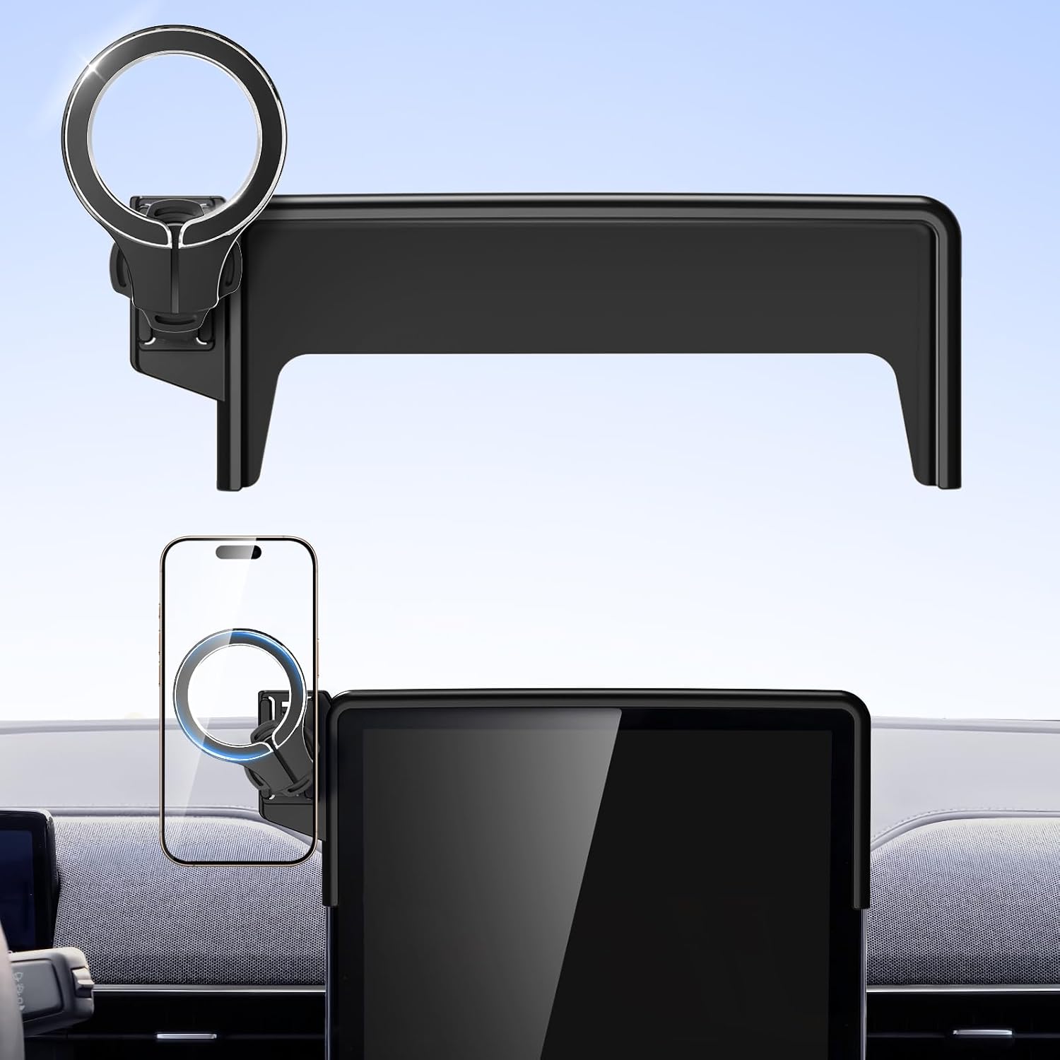 pop-tech Magnetic Car Mount Compatible with 2021-2026 Ford Mustang Mach-E, Strong Magnets Cell Phone Holder for MagSafe, Auto Accessories Touch Screen Mobile Stand Fits for All Phones