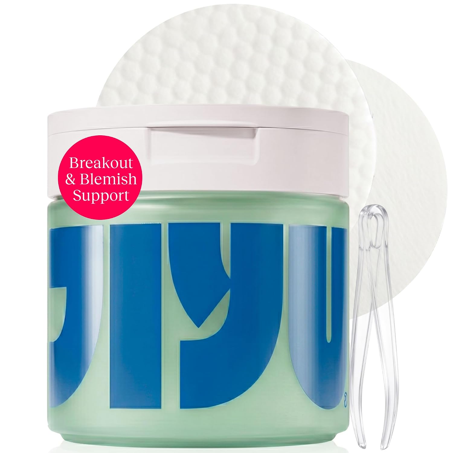 JIYU Cleansing Polish Pads - Korean Skincare for Clogged Pores, Breakouts & Uneven Skin Texture - Face Exfoliating Pads with Glycolic Acid (AHA), Salicylic Acid (BHA) & Niacinamide - 60 Count