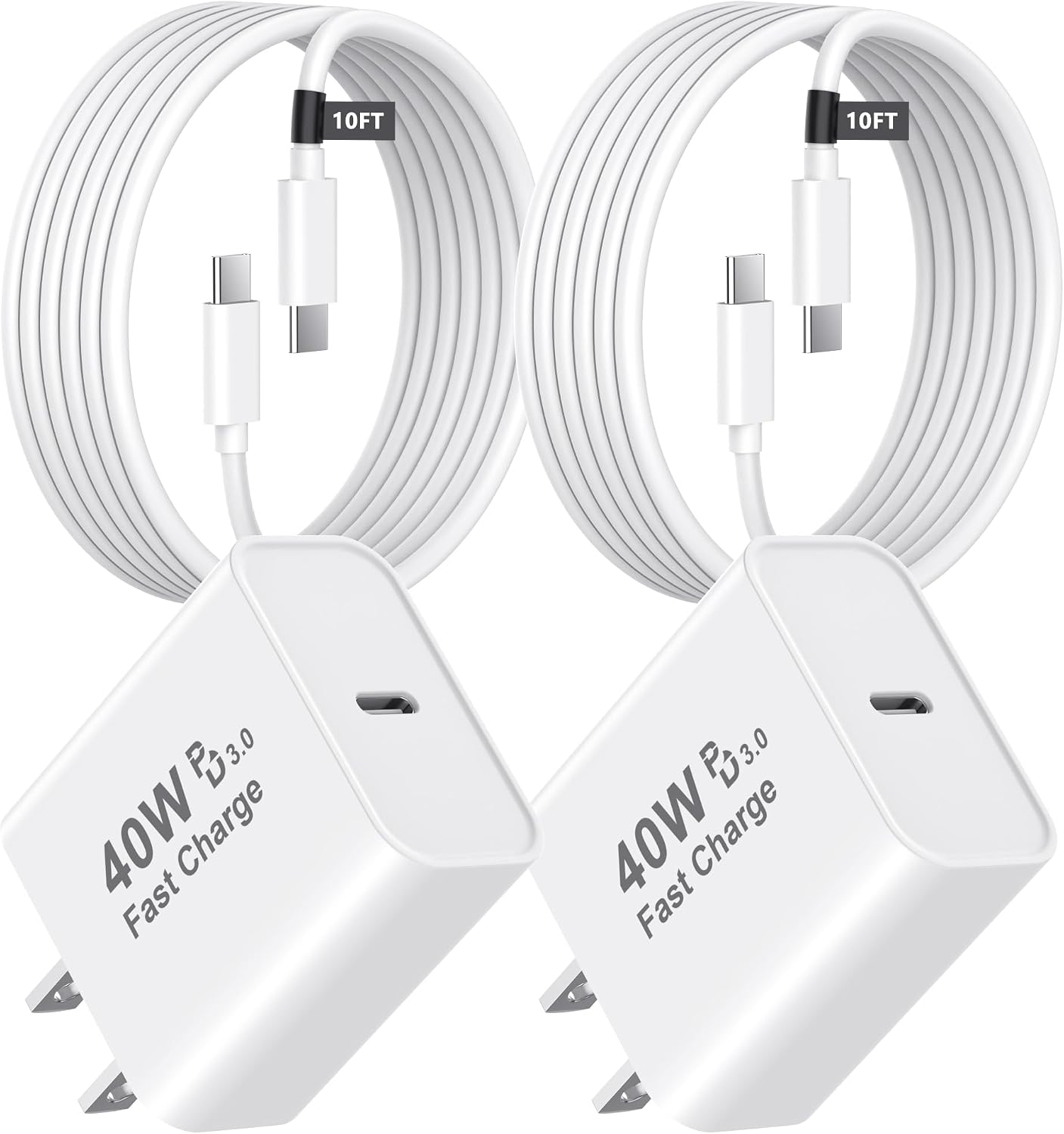 [Apple MFi Certified] iPad Charger Fast Charging 10 ft, 40W USB C Charger | 2 Pack 40W Type C Charger Block & 10FT USB C iPad Charging Cable Cord for Apple iPad Pro 13/12.9/11, iPad A16, iPad Air/Mini