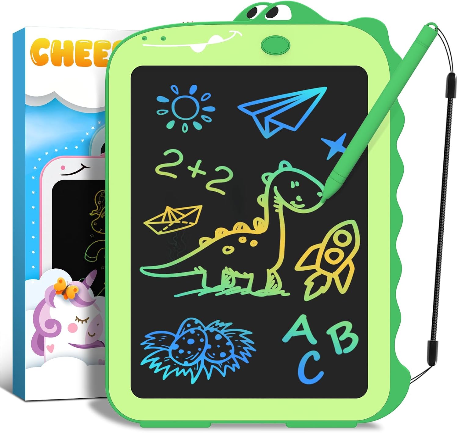 LCD Writing Tablet for Kids Toddler Stocking Stuffers Dinosaur Toys for 3-8 | Stocking Stuffers for Kids Christmas Birthday Gifts Travel Learning Educational Boys Girls 3 4 5 6 7 8 Year Olds Green 8.5
