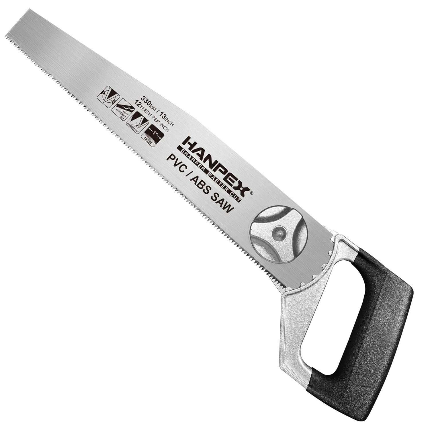 Hanpex 13-Inch Heavy Duty Pipe Saw - Adjustable Angle Hand Saw for PVC, ABS, Wood, Drywall & Plastic - Compact Design for Tight Spaces, Gardening, Trimming & General Purpose Cutting