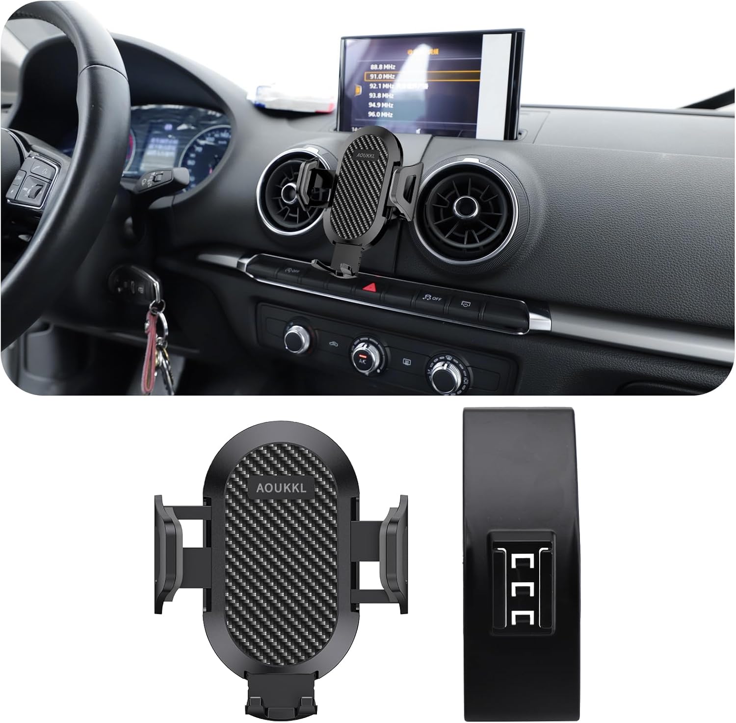Car Phone Holder Fits for Audi A3 S3 RS3 2014-2020 Accessories,Thick Cases Friendly,Cell Phone Mount for 4.7-7 in Phones,360 Degree Rotation,Easy to Install